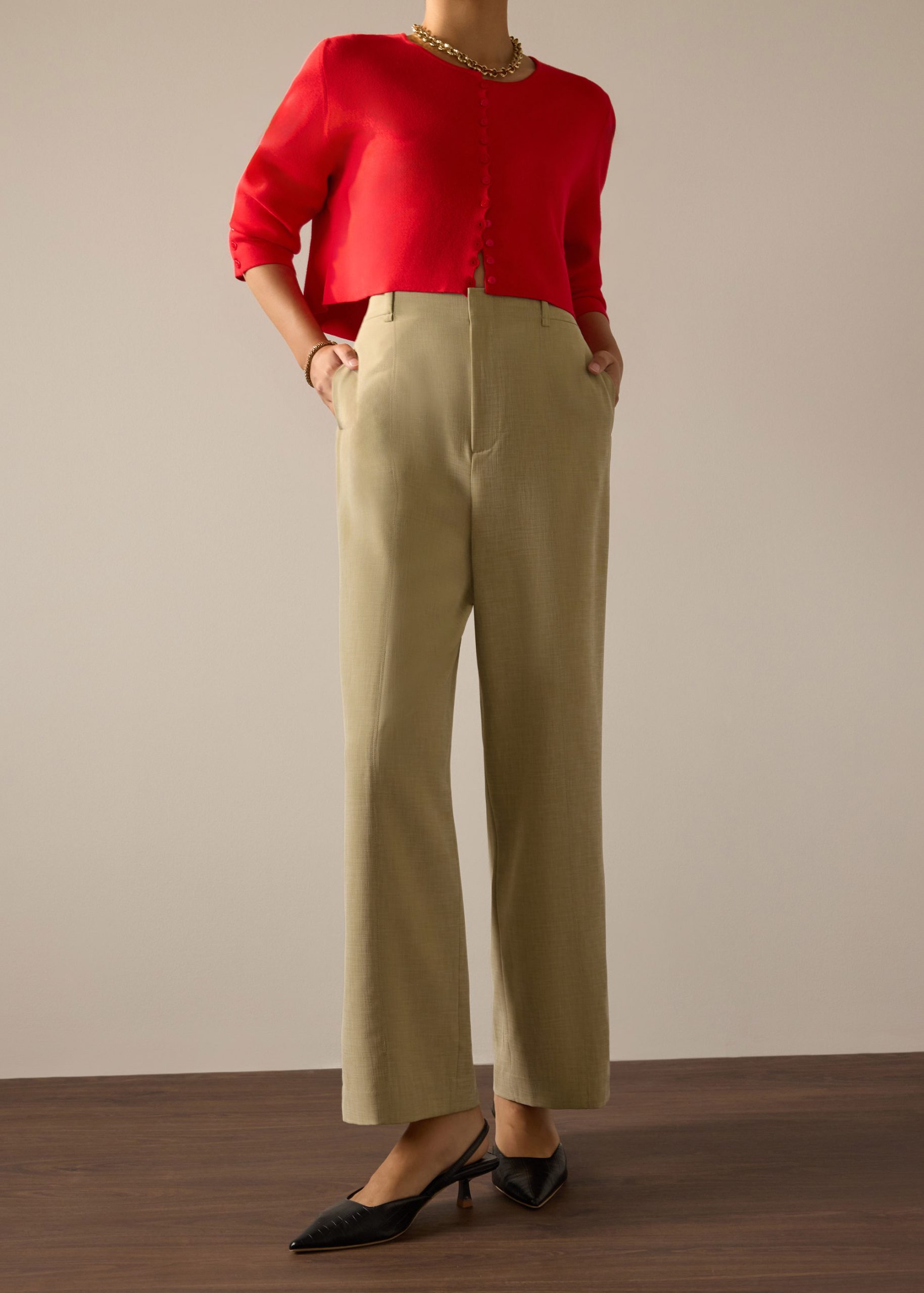 Leggy??Pia Adjustable Hem Elastic Melange Straight Leg Pants - Image 15