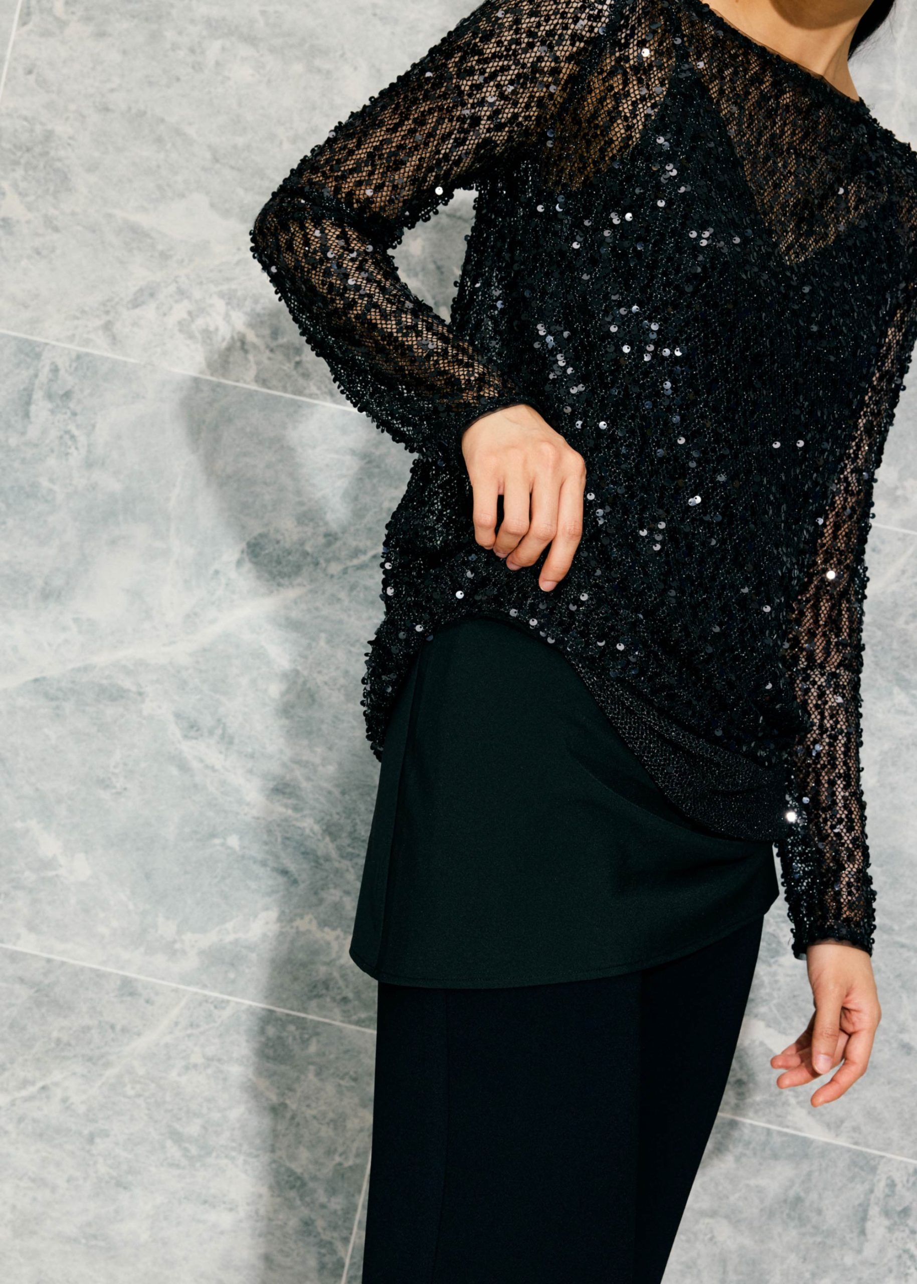 Sequinned Boat Neck Shift Mini Dress - Image 8