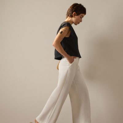 PETITE Leggy??Alma Elastic Crepe High Waist Straight Leg Pants