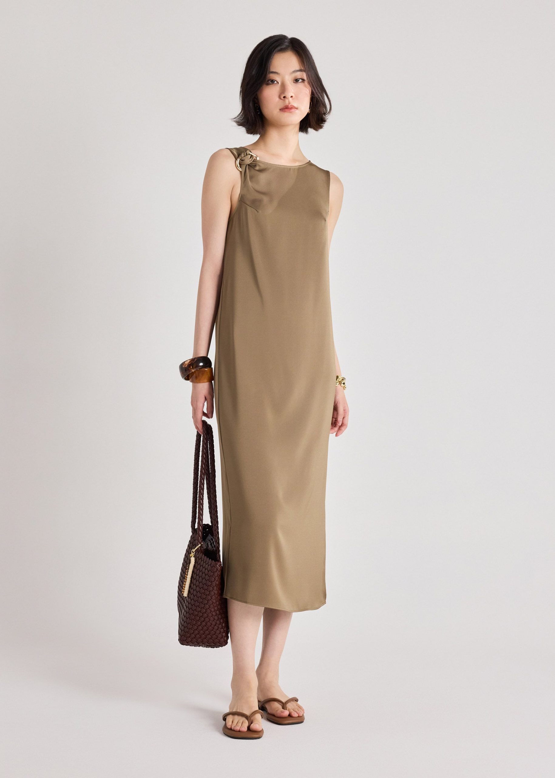Yuni Satin Column Dress