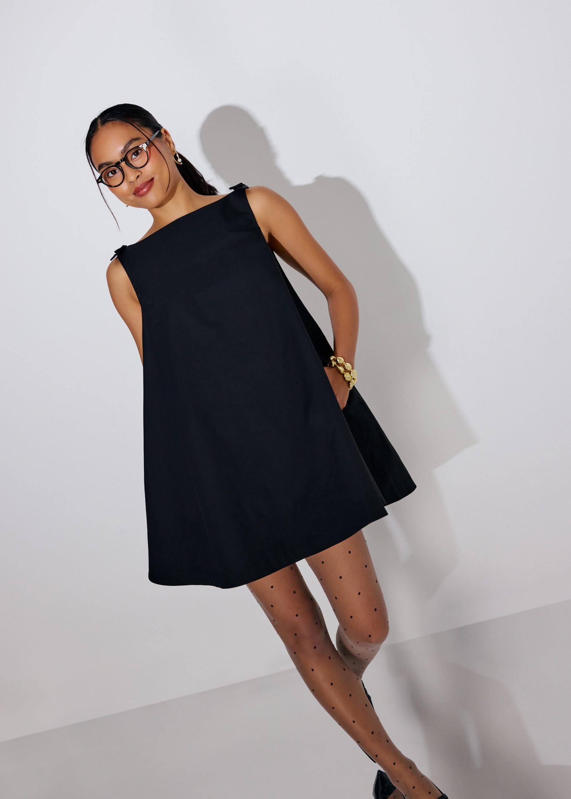 Boat Neck Swing Mini Dress - Image 4