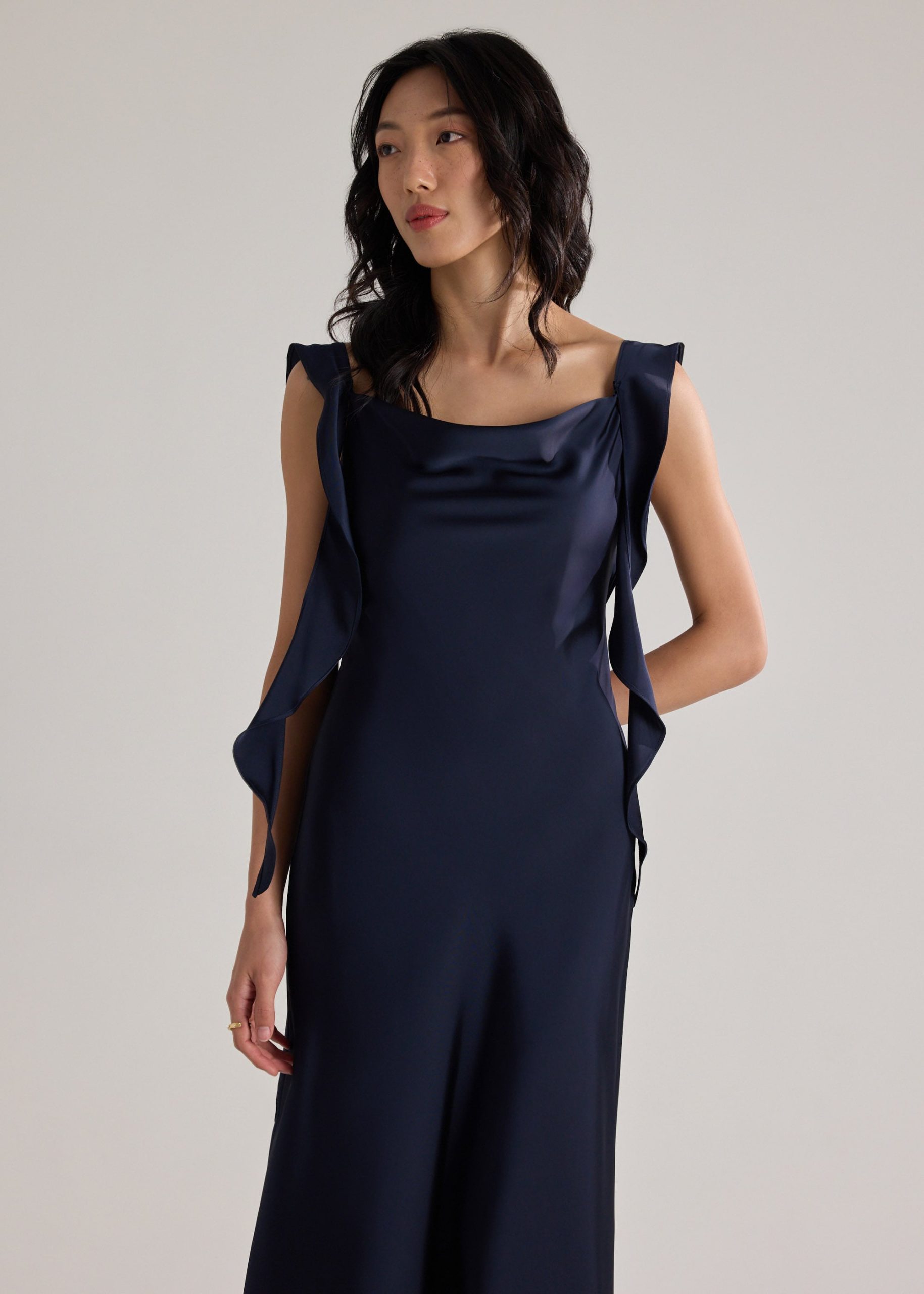 BraFree by LB Multi-way Satin Dress With Removable Ruffle Straps - Image 16