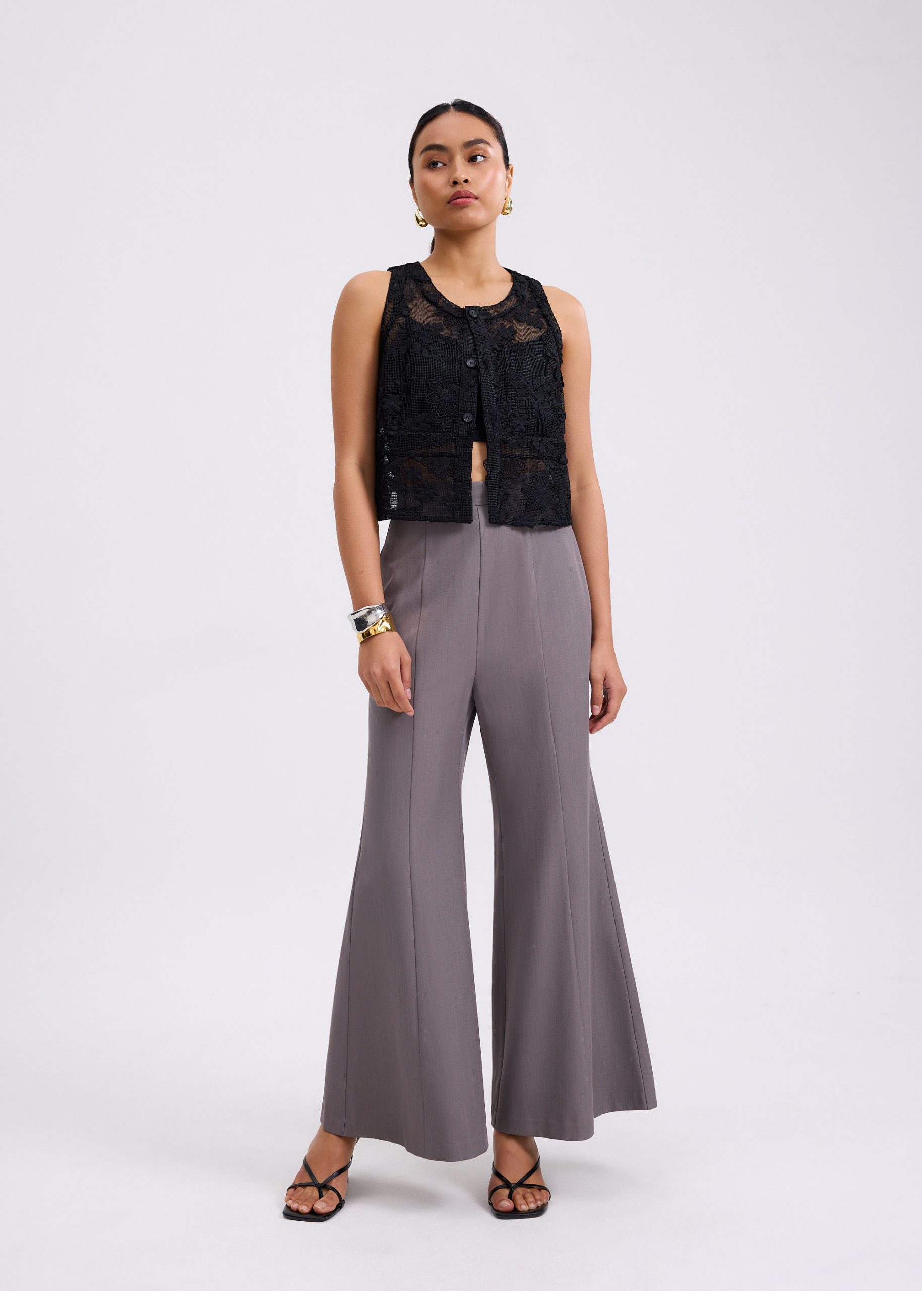 Lace Embroidery Boxy Crop Vest - Image 3