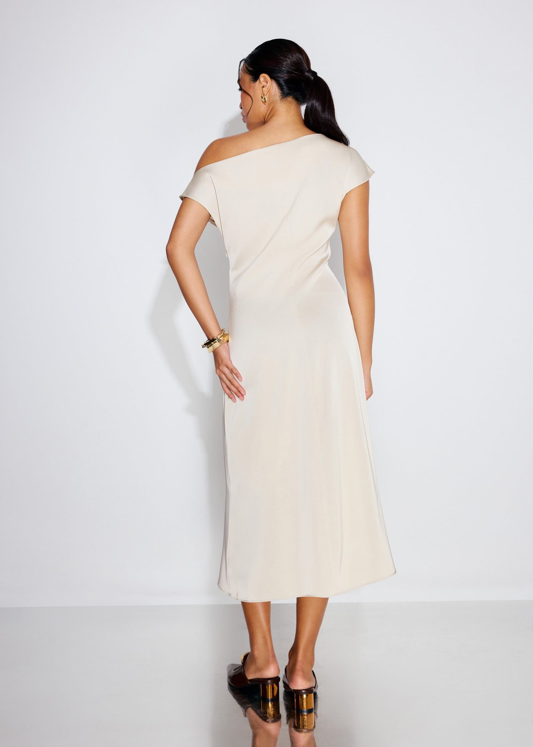 Intan Satin Asymmetric A-line Midaxi Dress - Image 10