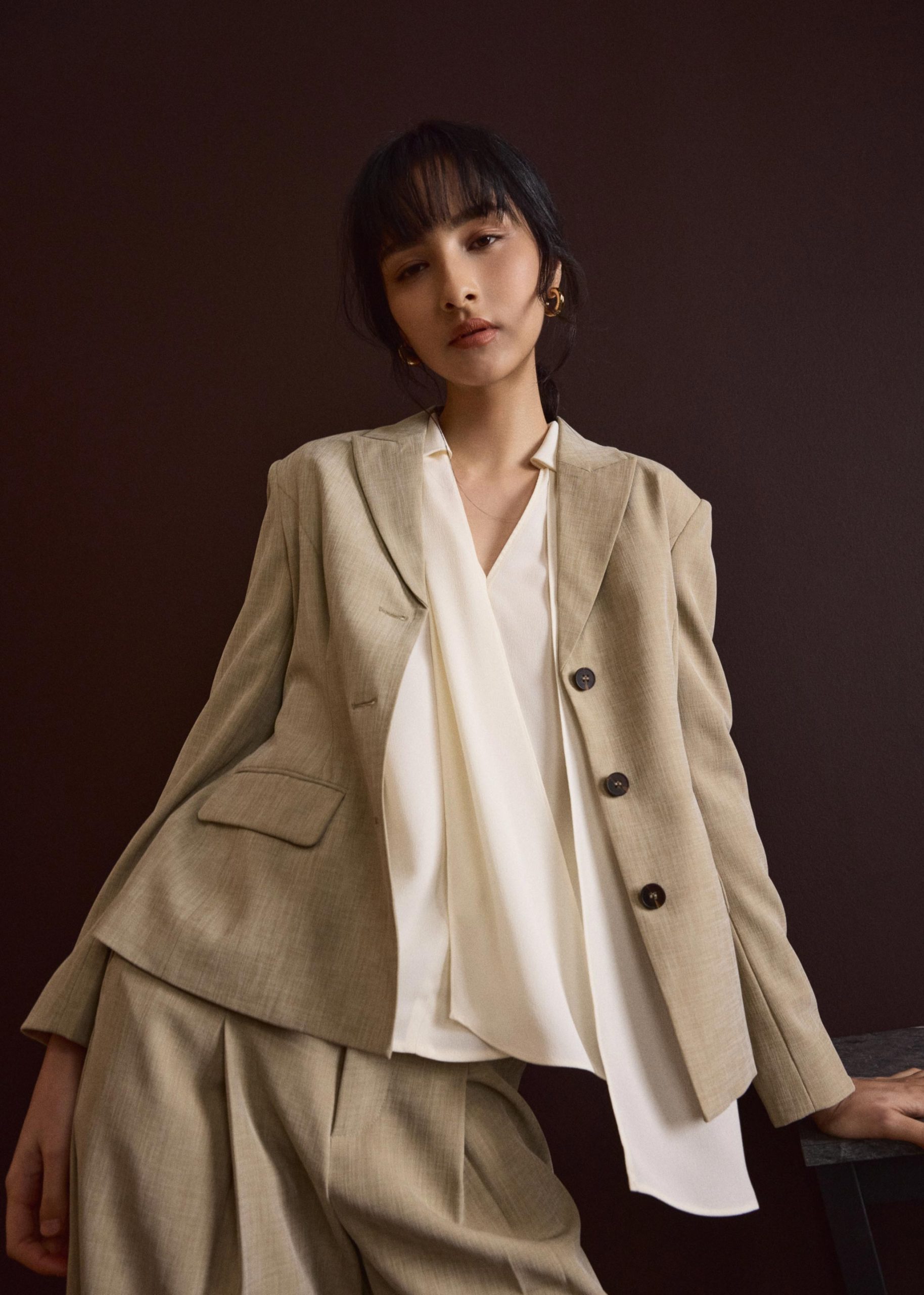 RuchedReady® Bianca Melange Peplum Blazer - Image 10