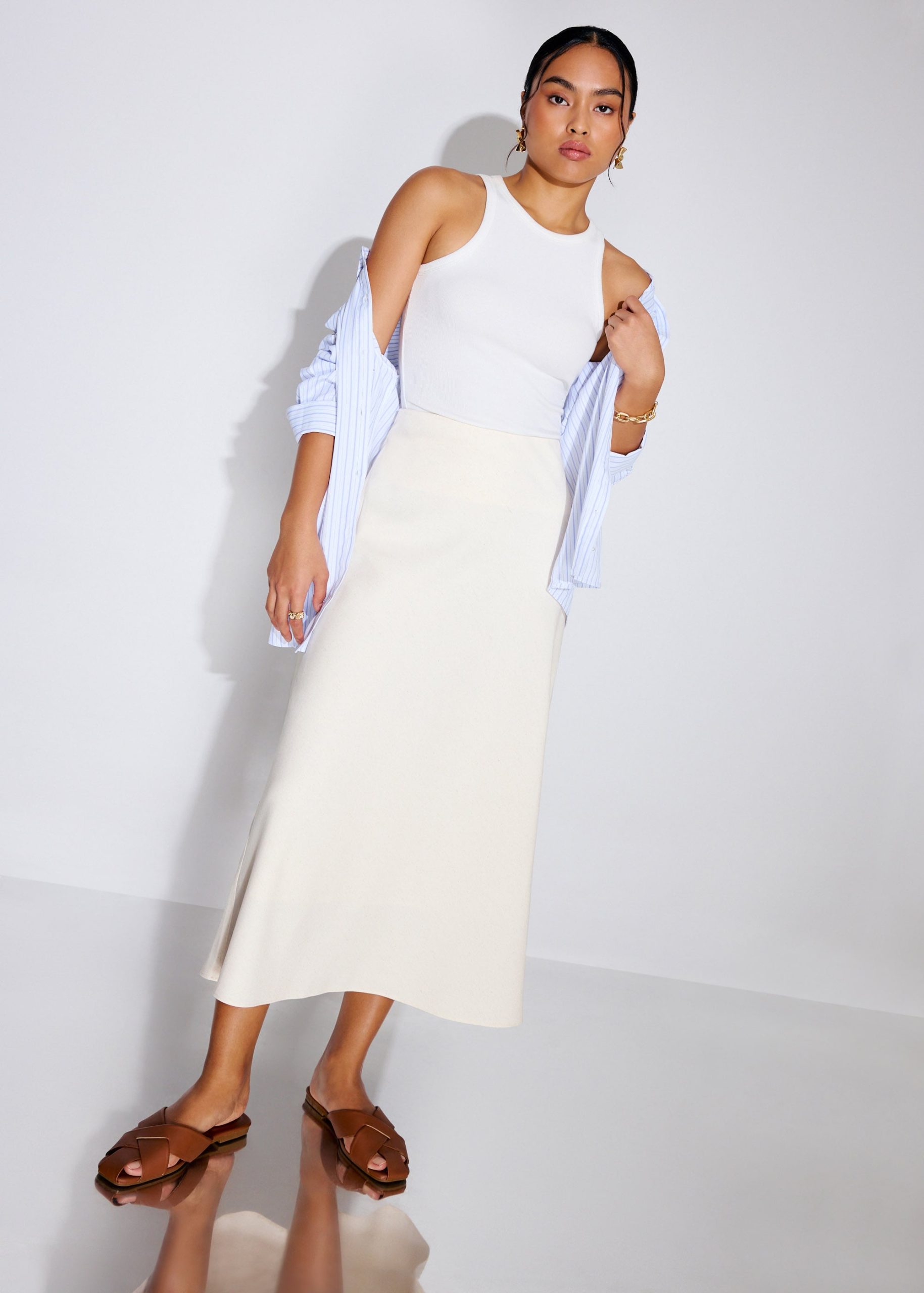 High Waist Bias Cut Midaxi Skirt - Image 2