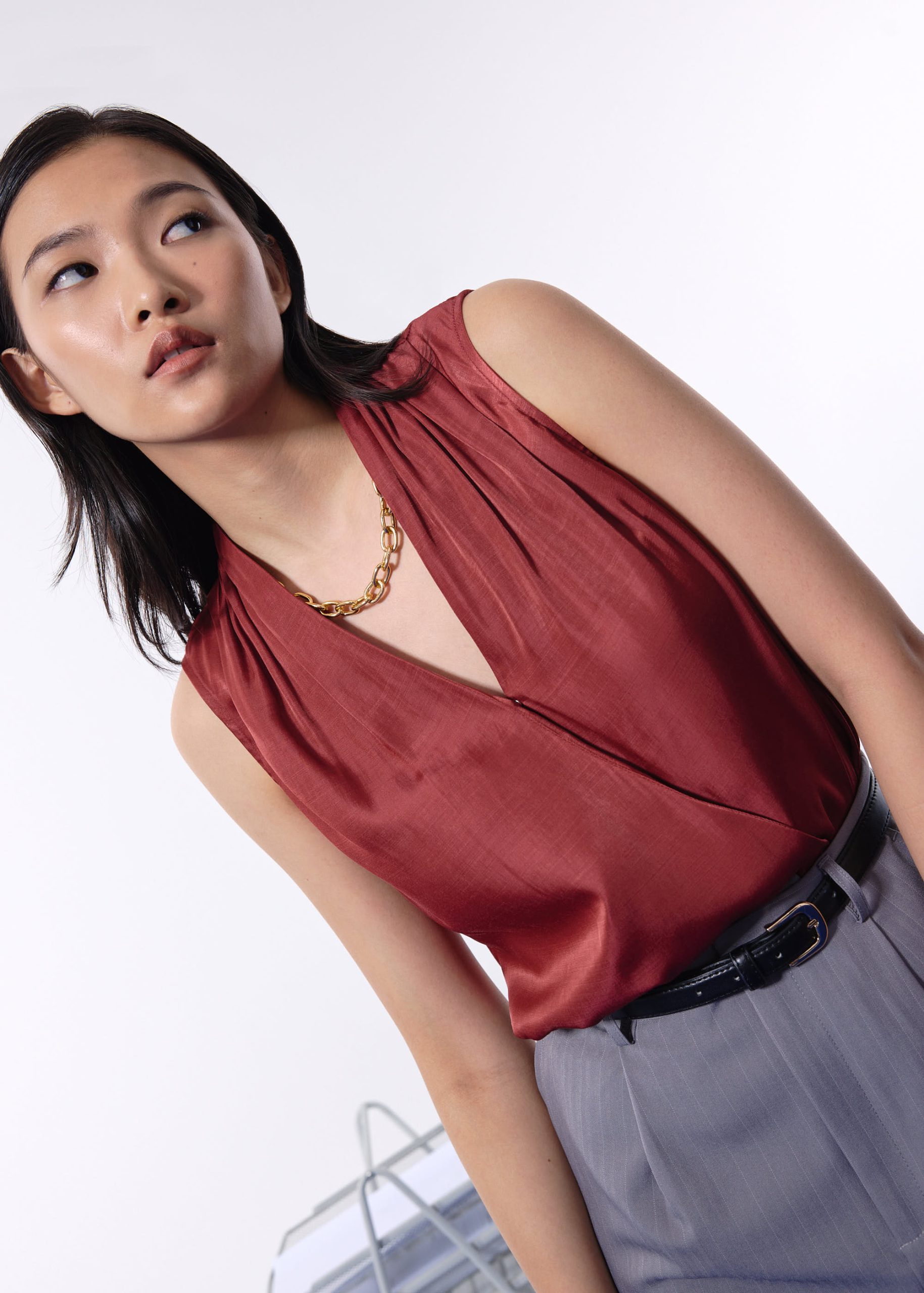 Ada Satin V-neck Wrap Top - Image 17