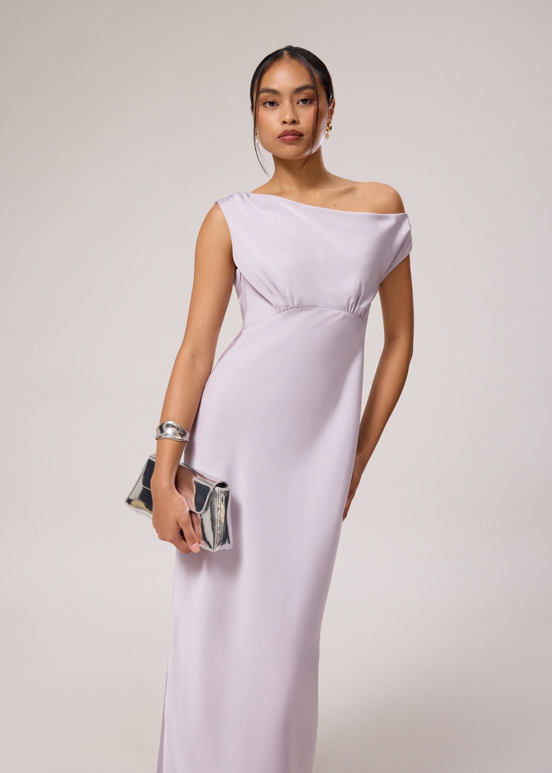 Satin Asymmetric Bias Cut Maxi Dress - Image 12