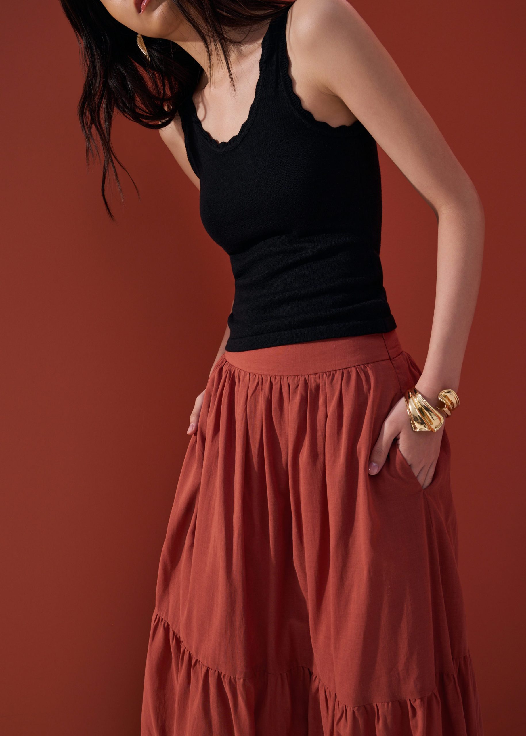 Cotton Flare Maxi Skirt in Desert Haze - Image 20
