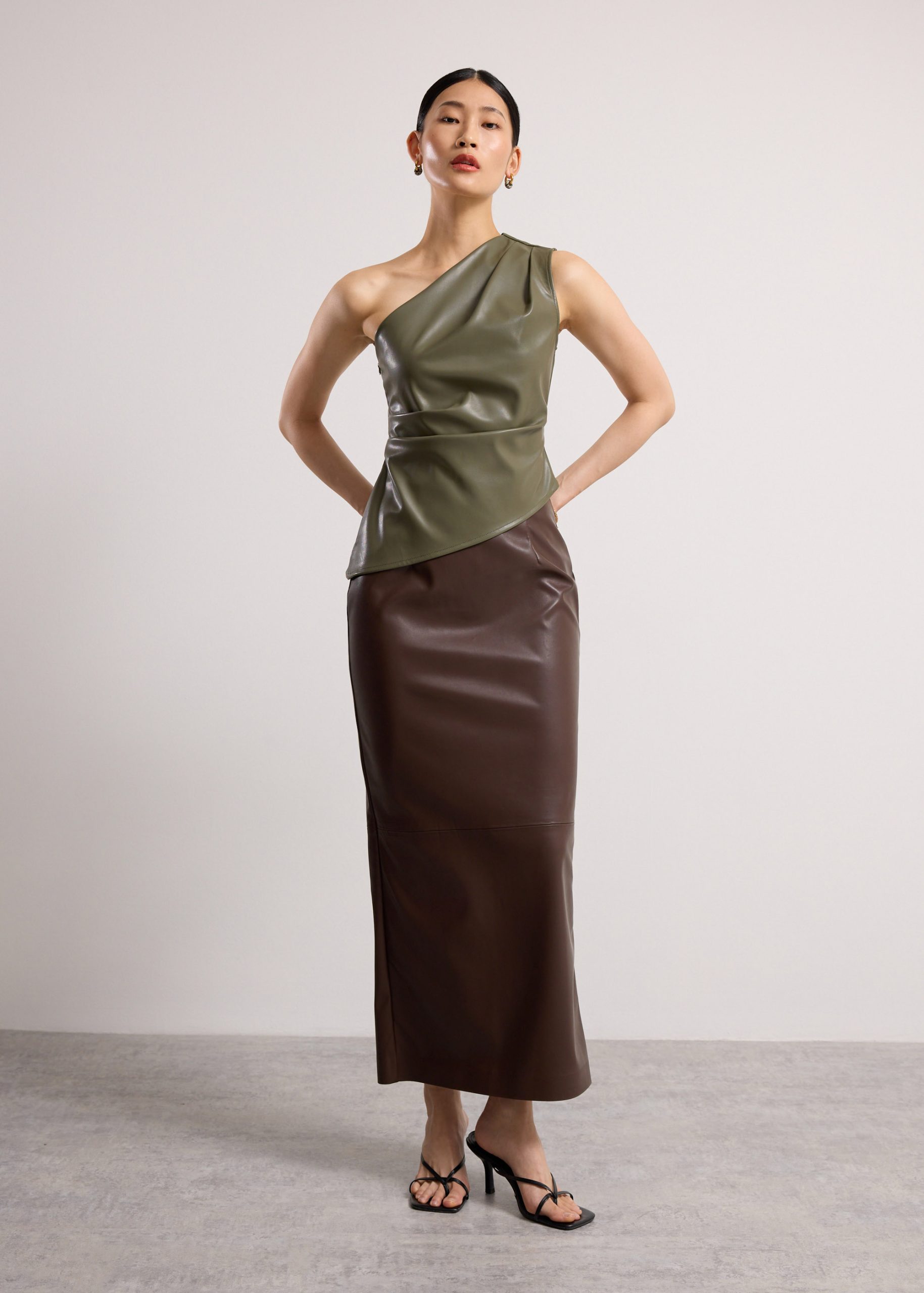 Rachel Vegan Leather Column Maxi Skirt - Image 7