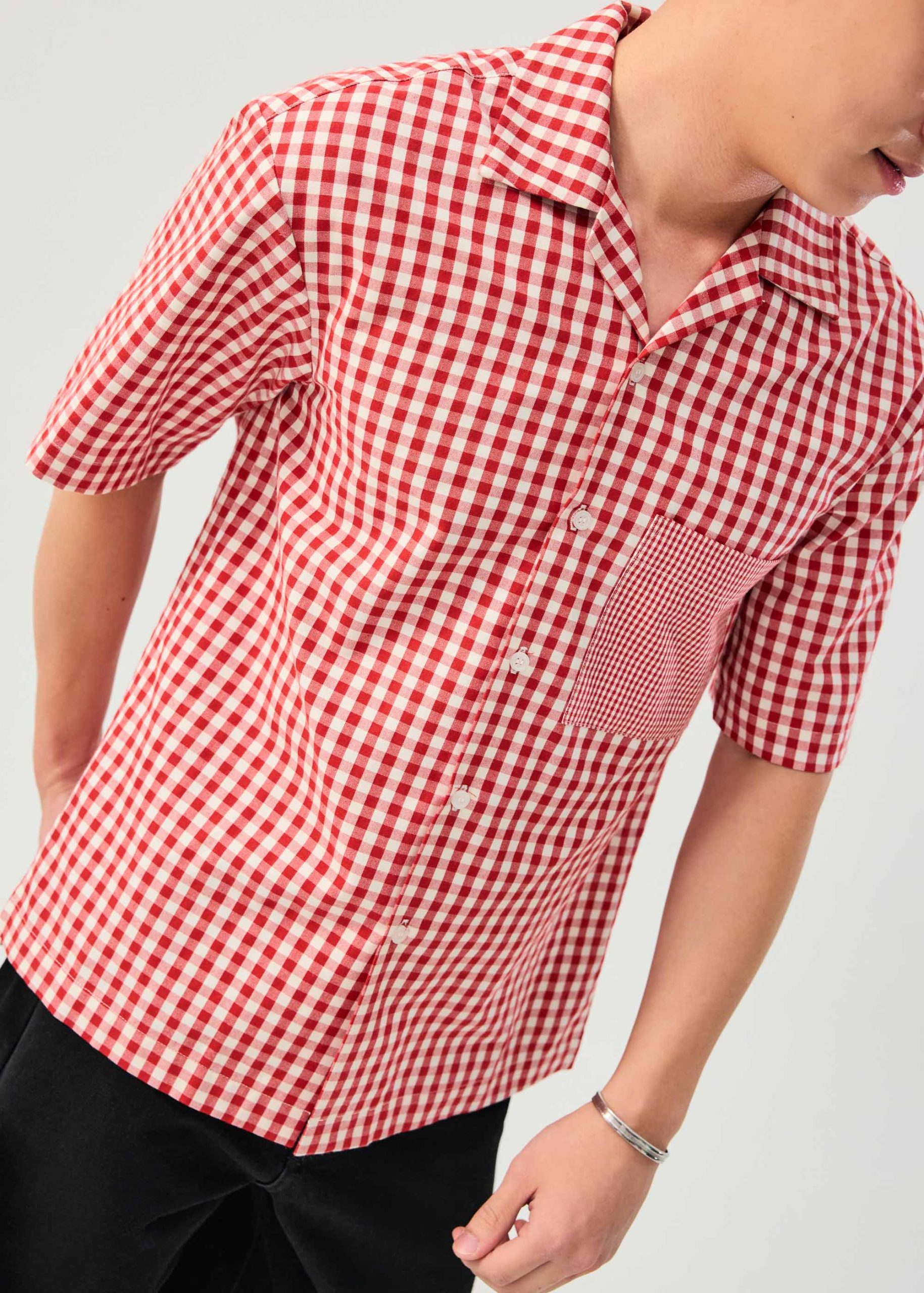 Unisex Relaxed Gingham Cotton Button Down Shirt
