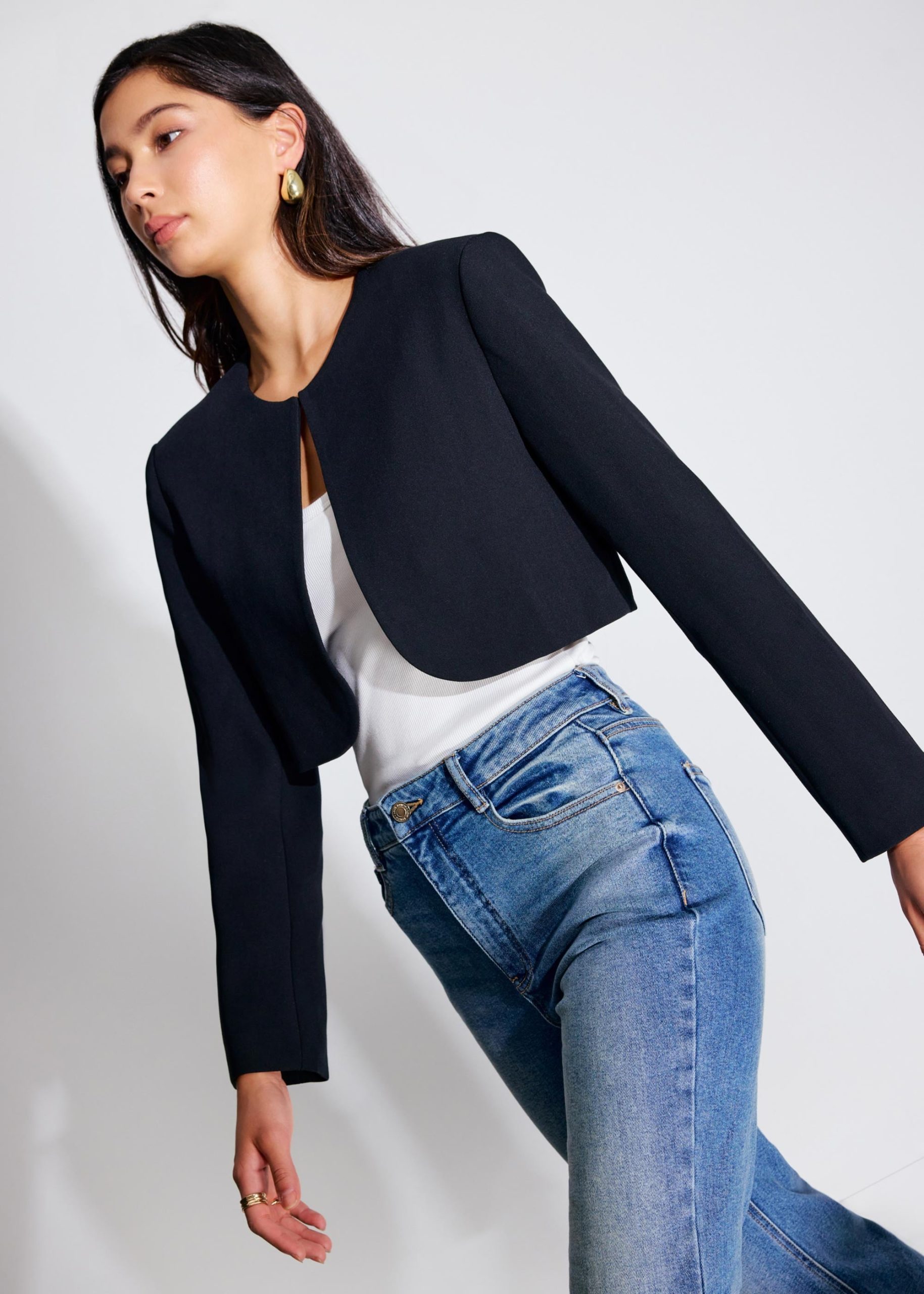 RuchedReady® Boxy Fumiko Round Neck Crop Jacket - Image 2