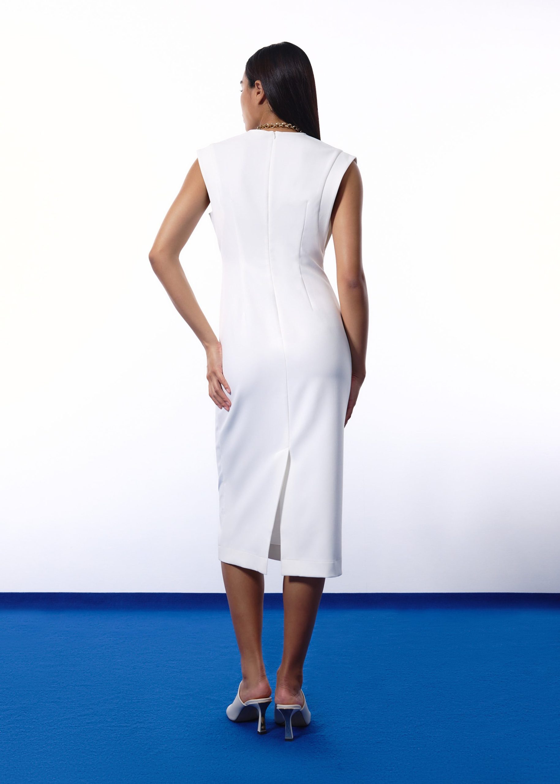 Eika Panelled Cap Sleeve Column Midi Dress - Image 13