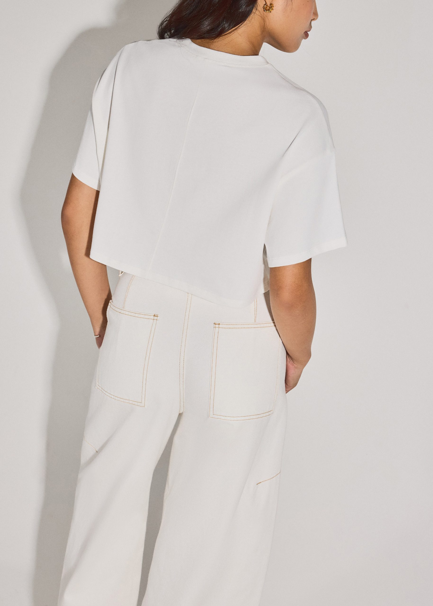 Gita Cotton Round Neck Boxy Crop Tee - Image 11