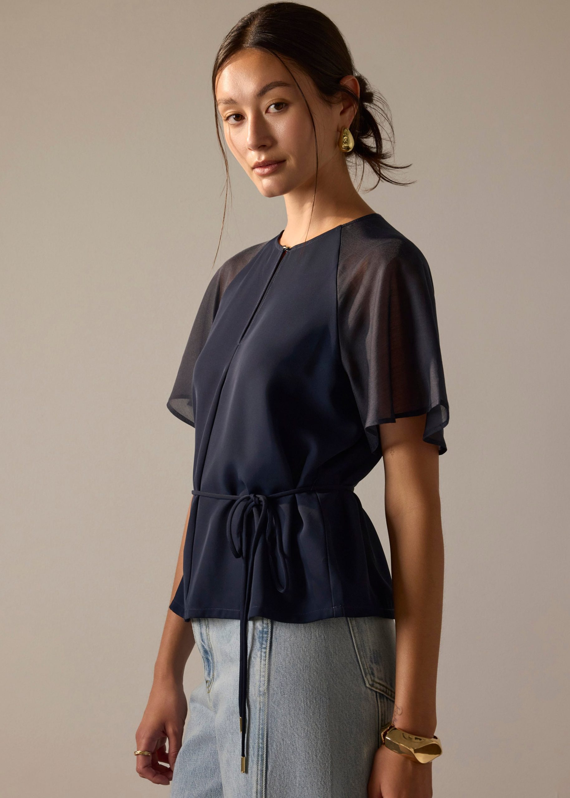 Gela Crepe Top With Sash
