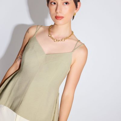 Textured Panelled V-neck Peplum Top