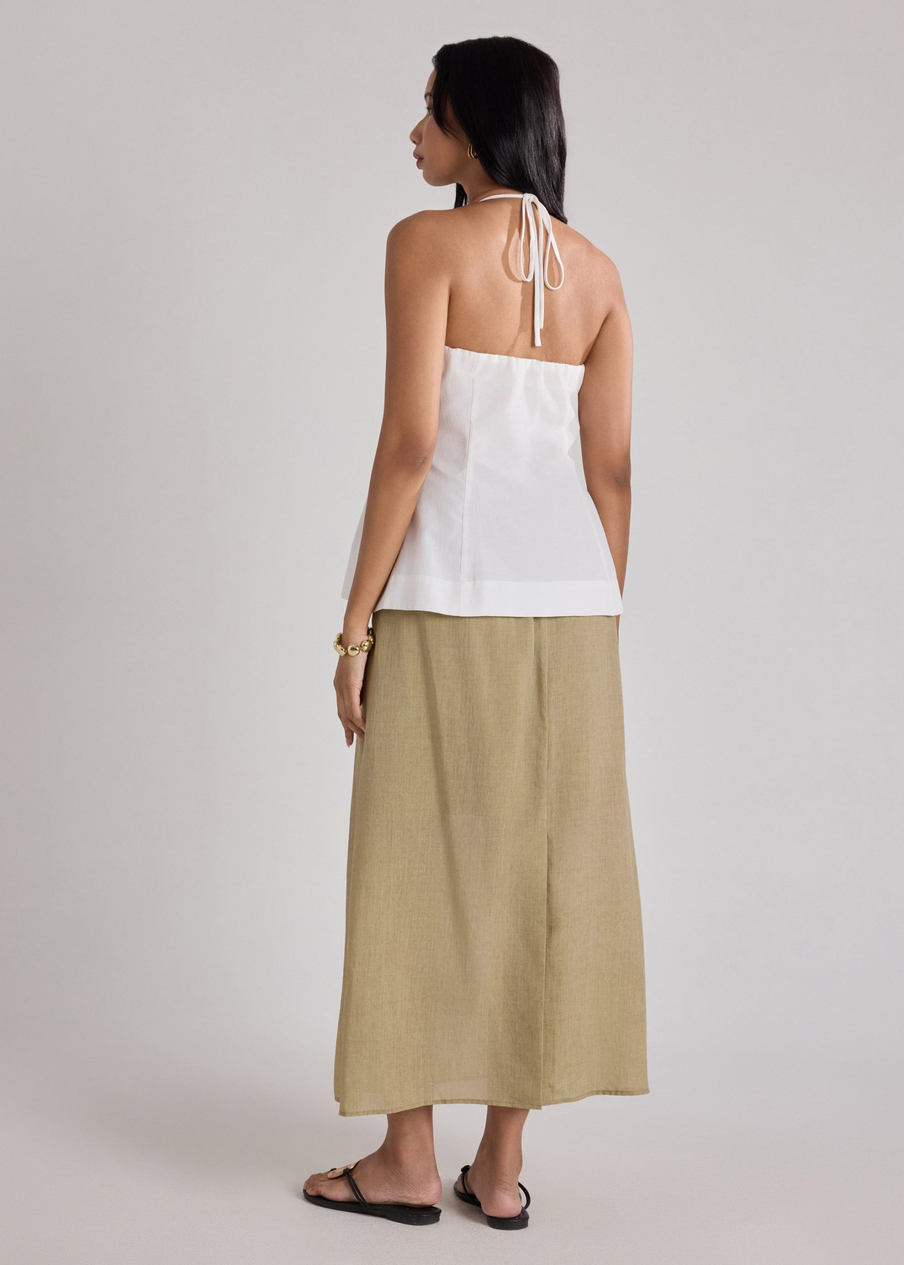 Pintuck Halter Peplum Top - Image 4