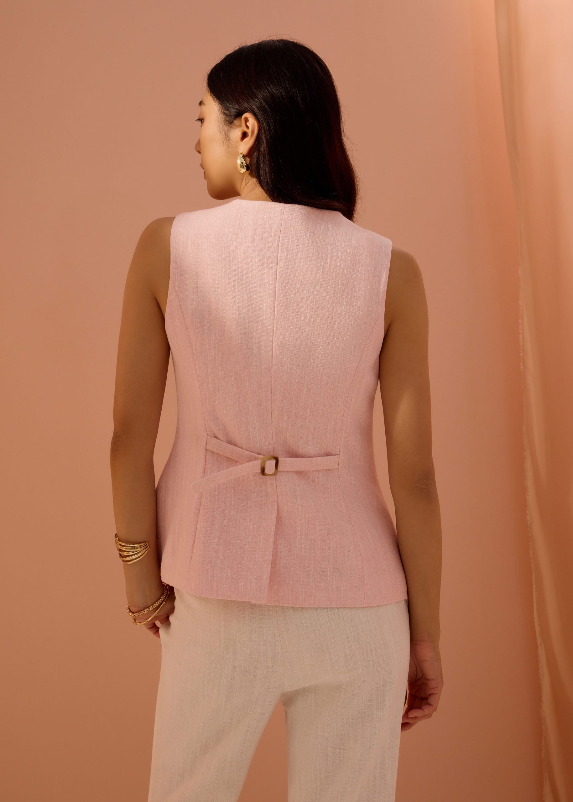 Padma Textured Round Neck Long Vest Top - Image 27