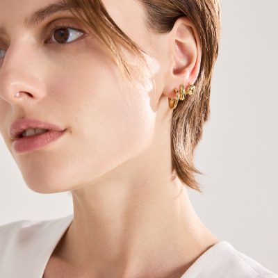 14K Gold Plated Chunky Earrings Set