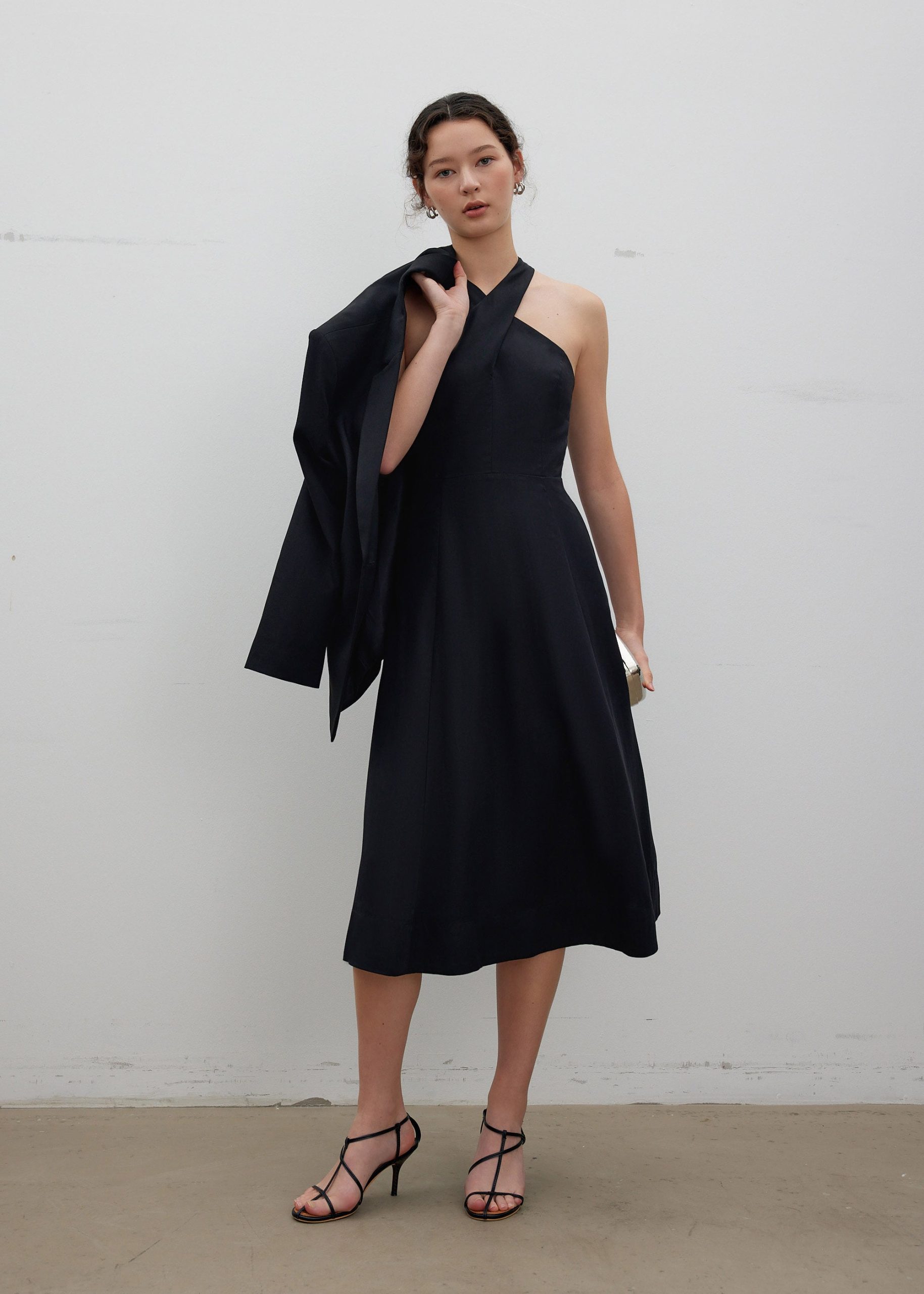 Lyocell Elastic Halter Neck Midi Dress - Image 4