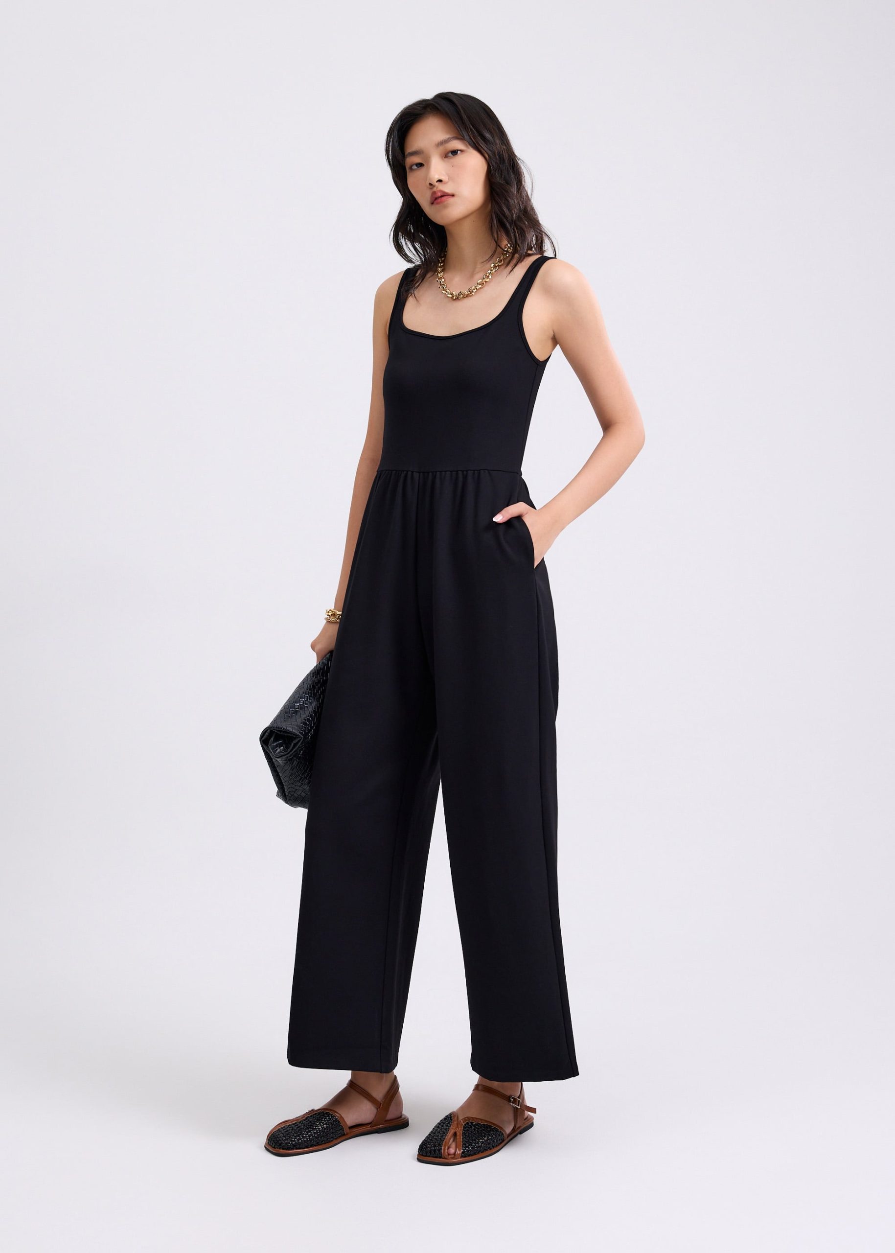 Leggy??Elastic Jersey Square Neck Jumpsuit - Image 2