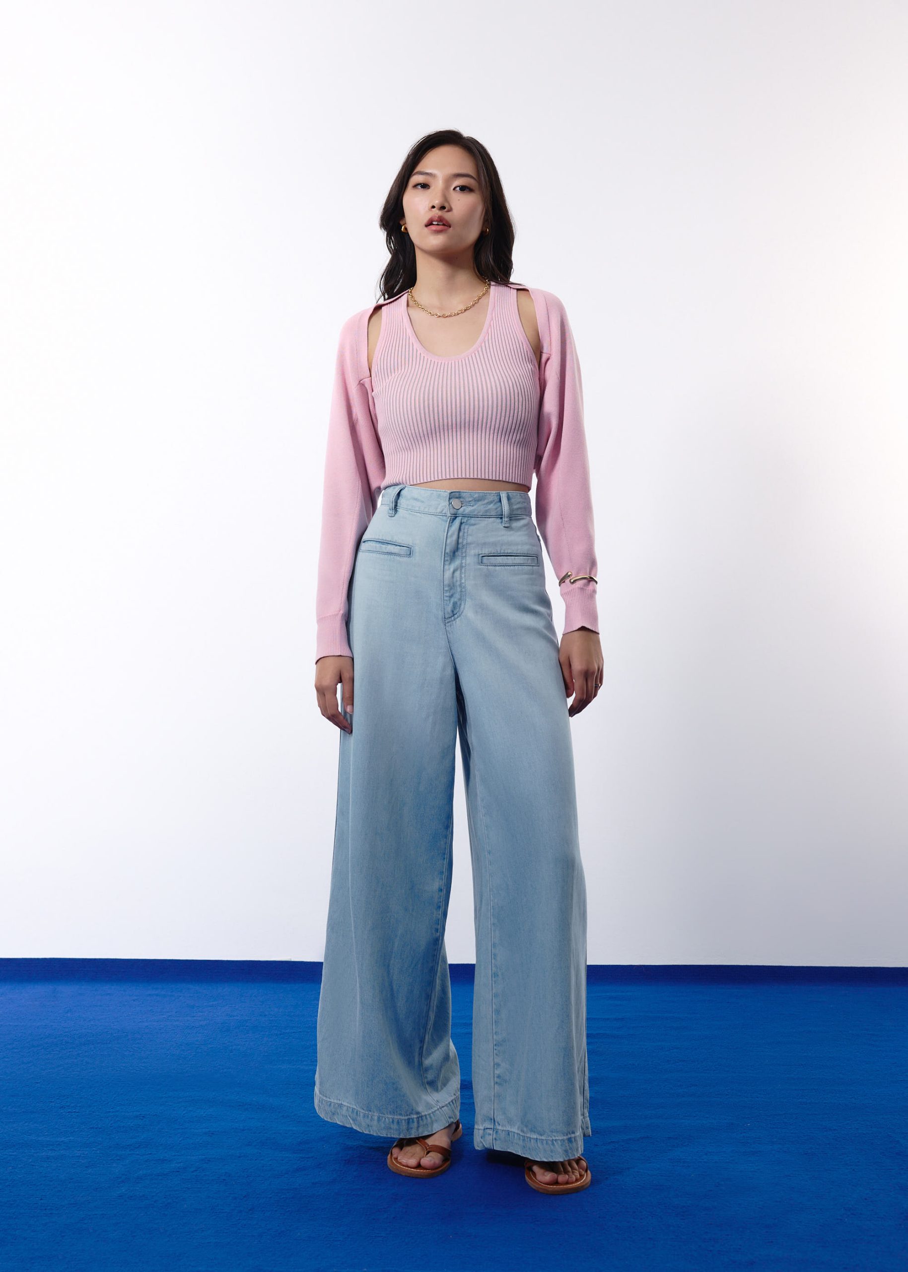 Relaxed Duo Knit Crop Cardigan - Image 2