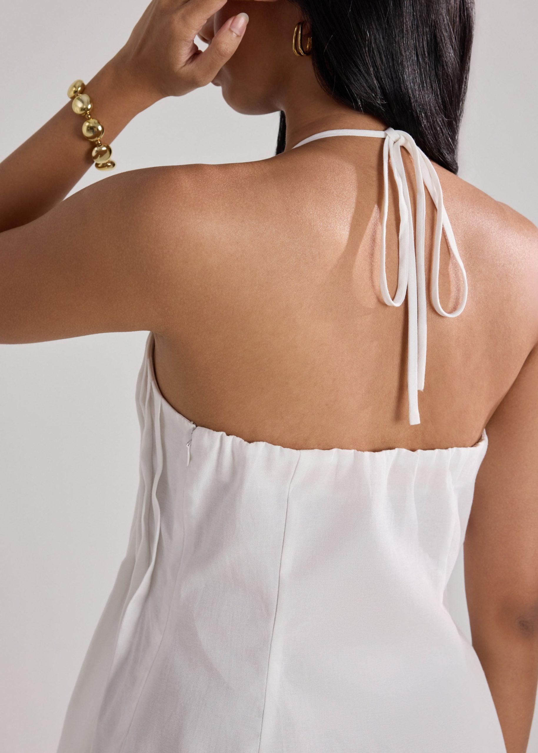 Pintuck Halter Peplum Top - Image 7