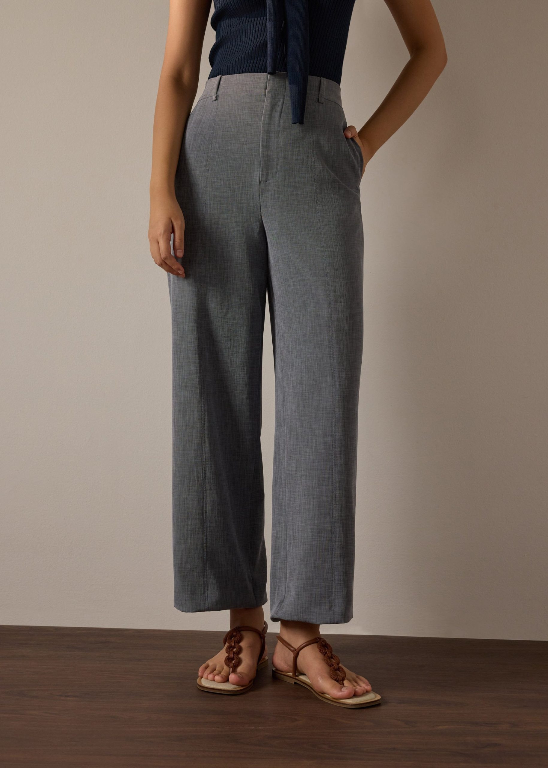 PETITE Leggy??Pia Adjustable Hem Elastic Melange Straight Leg Pants - Image 17