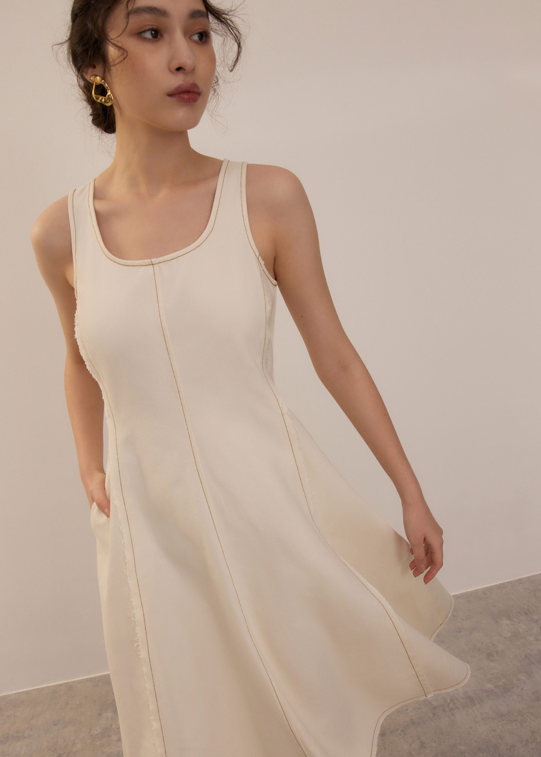 Denim Scoop Neck Midi Dress - Image 12