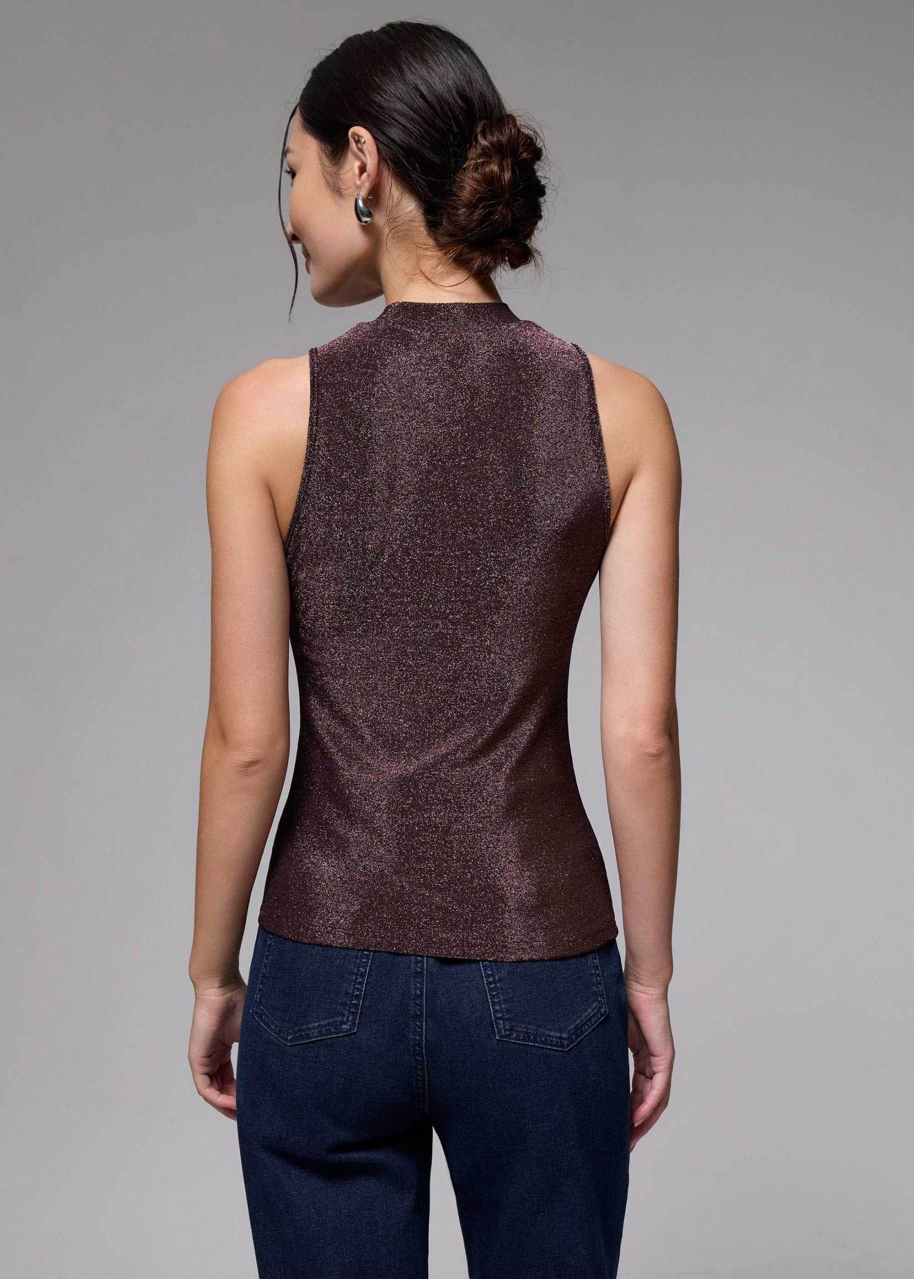 Fitted Jersey Mock Neck Top - Image 6