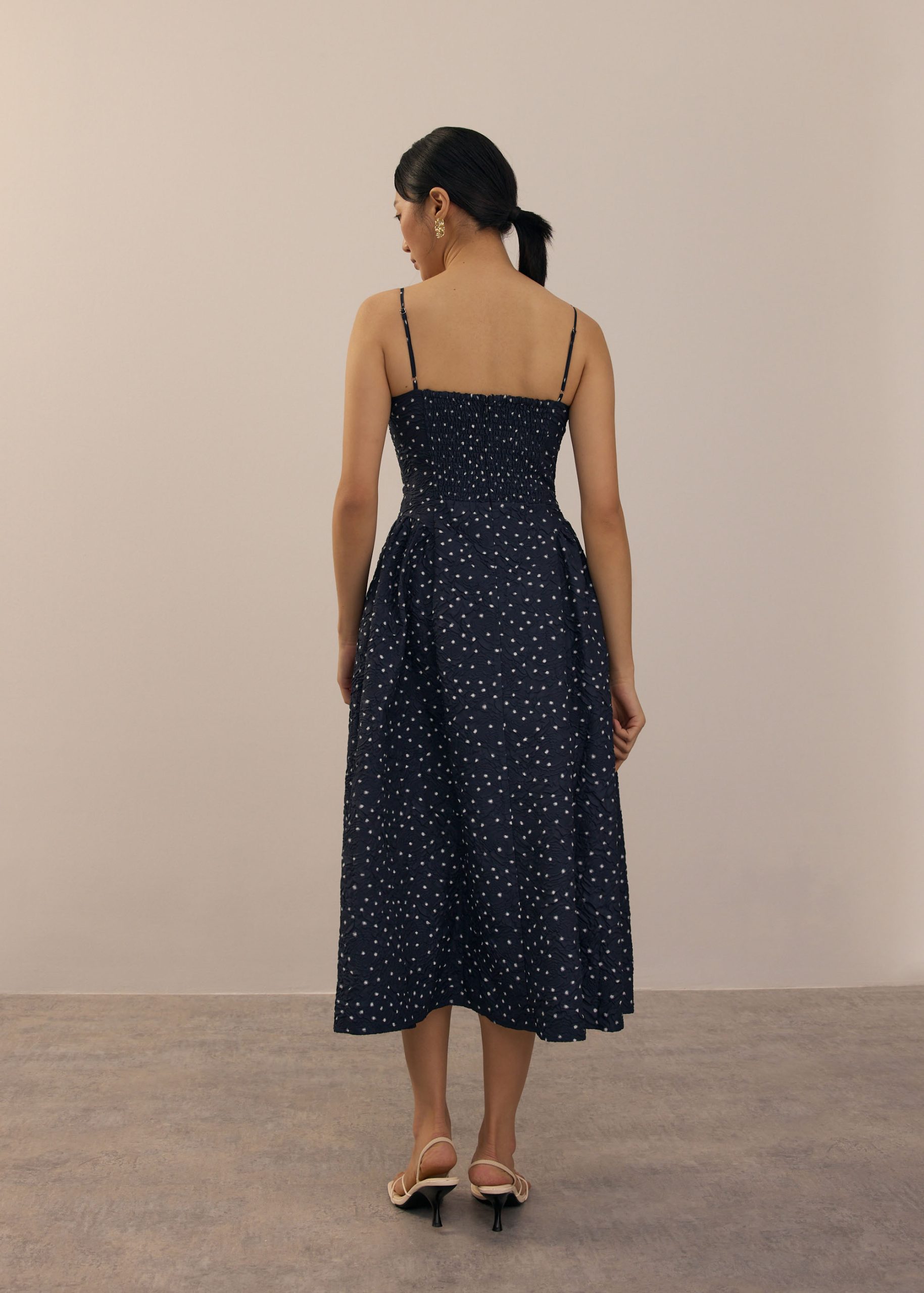 BraFree by LB Crinkled Polka Dot Sweetheart Fit & Flare Midaxi Dress - Image 12