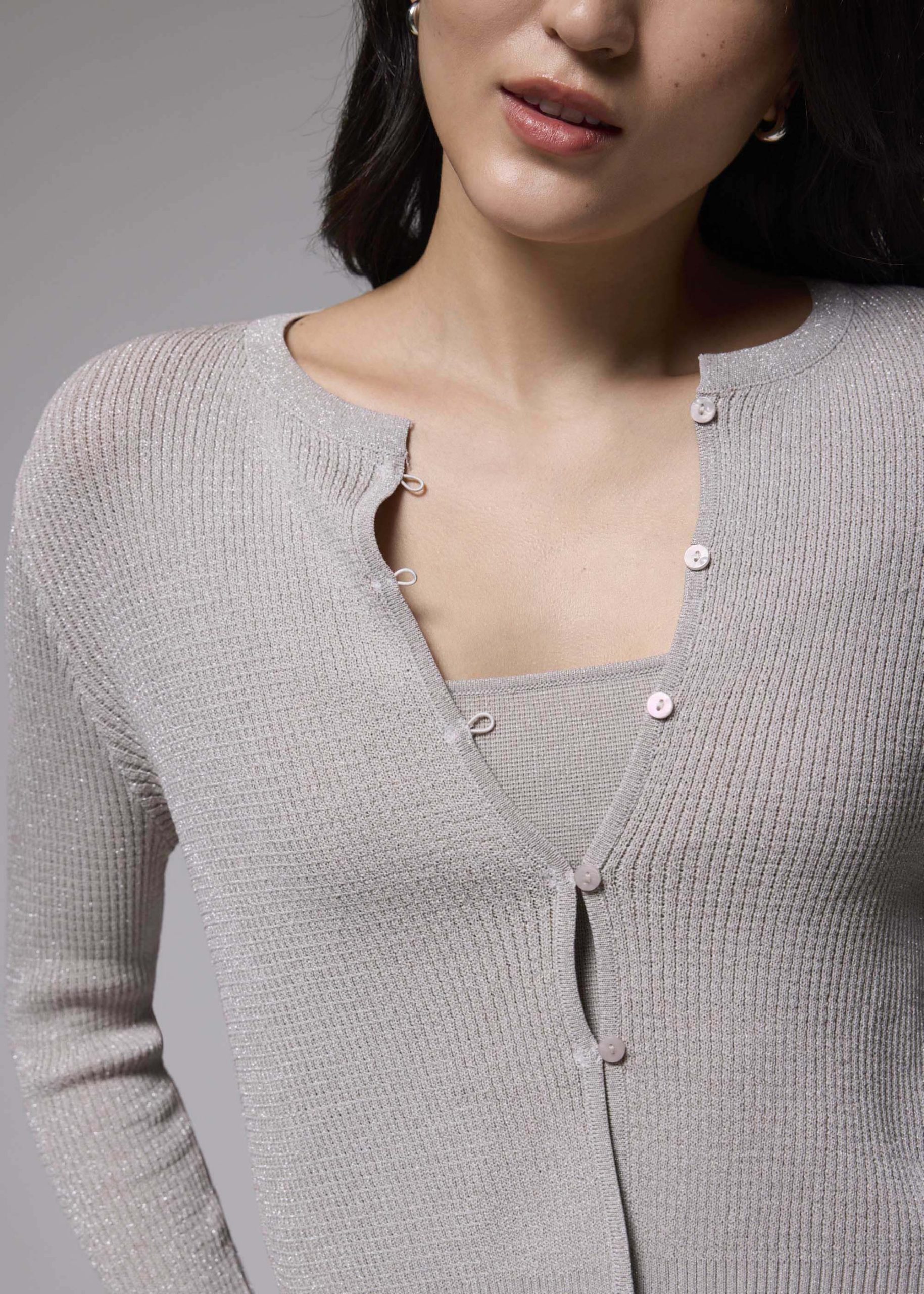 Crop Round Neck Knit Cardigan - Image 14