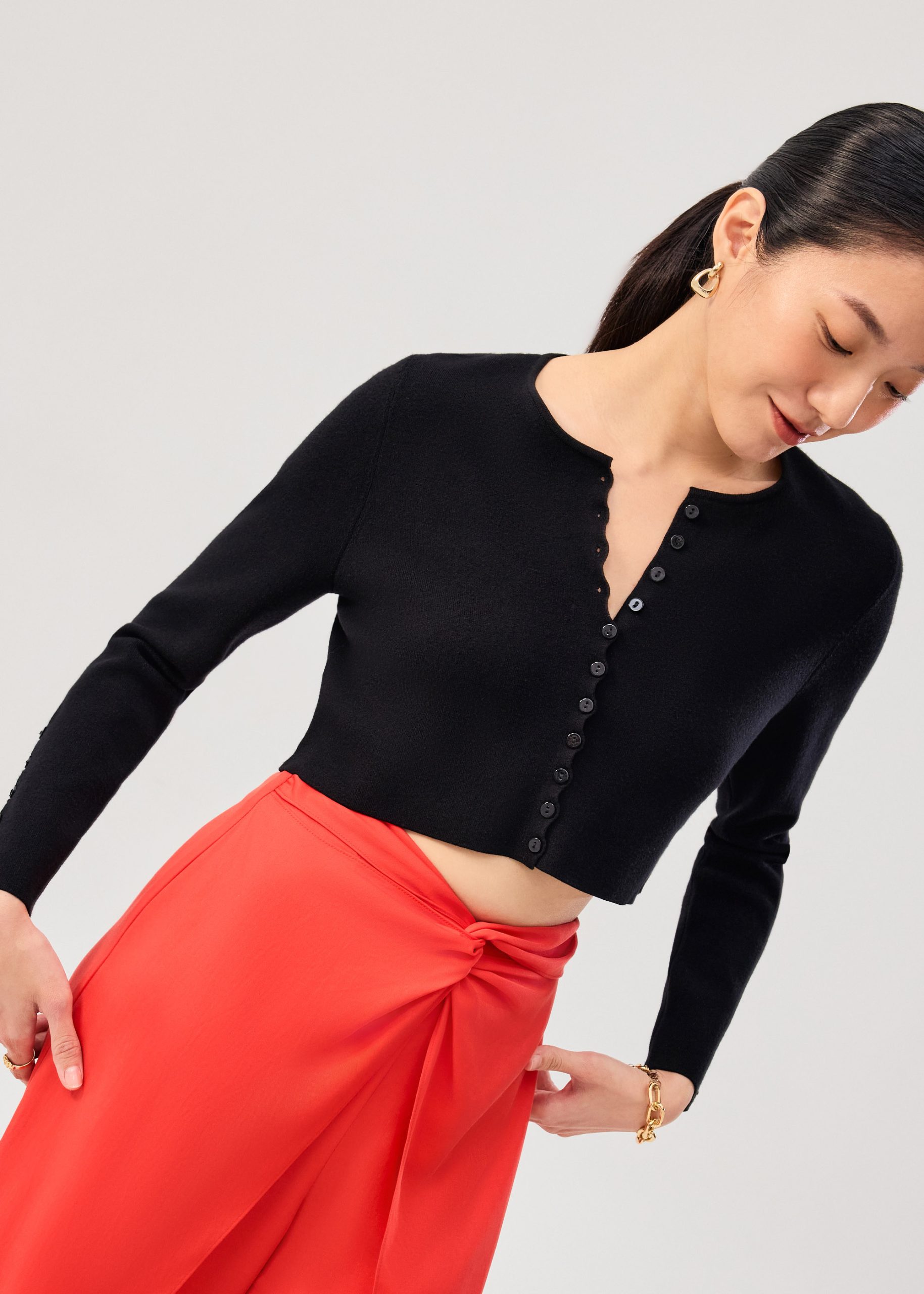Malee Boxy Knit Scallop Edge Cardigan - Image 33