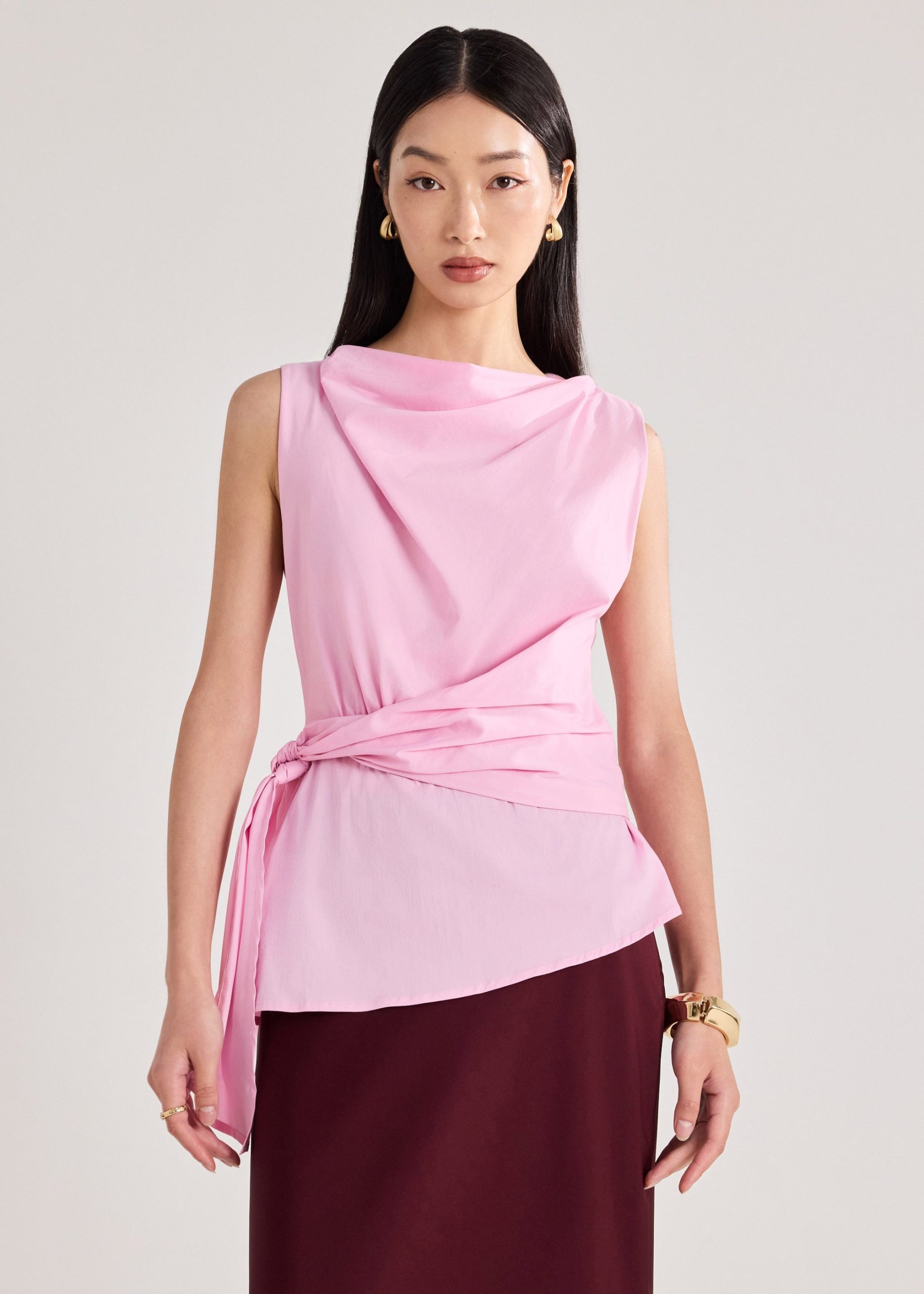 Side Tie Poplin Top - Image 14