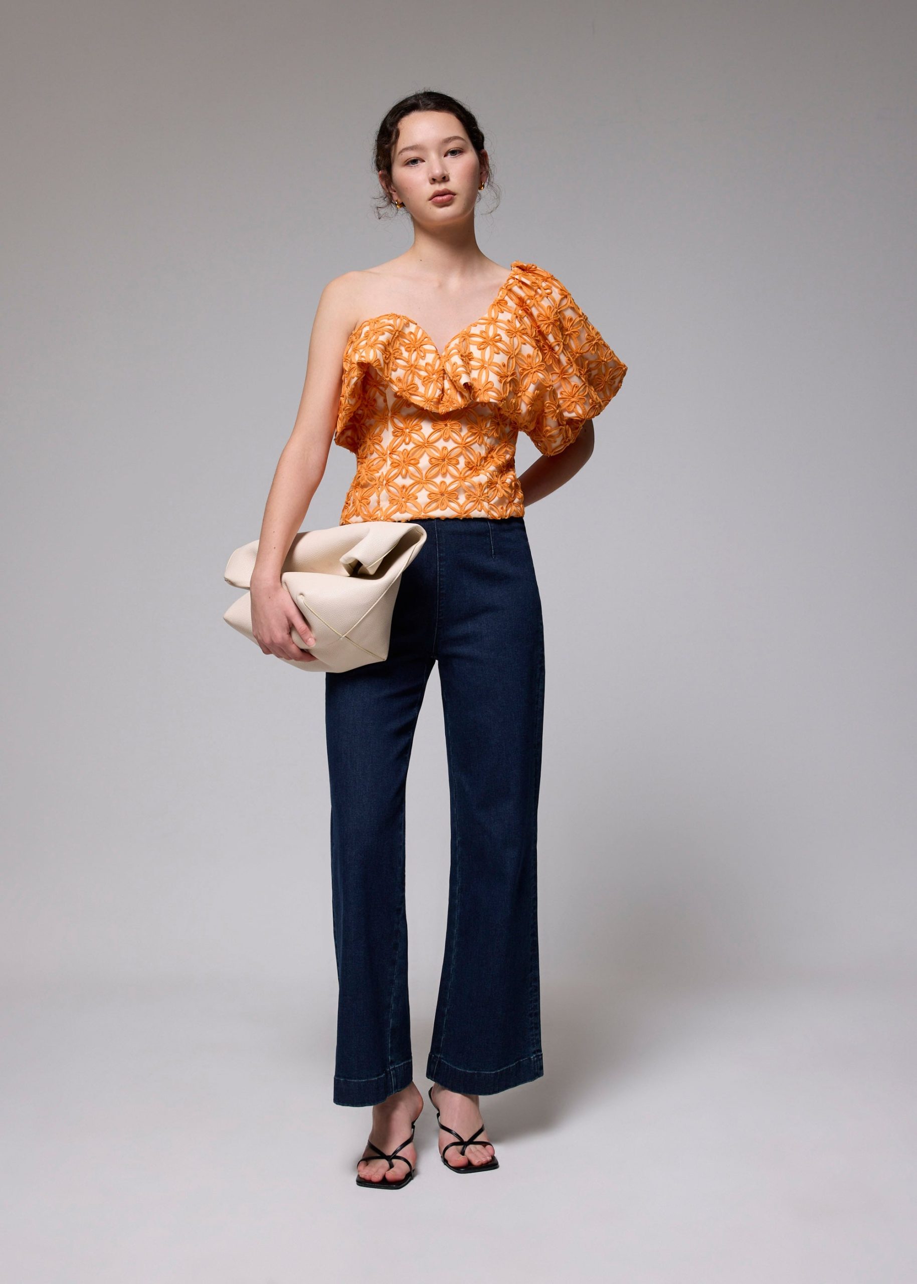 BraFree by LB Lace Asymmetric Puff Sleeve Top - Image 2