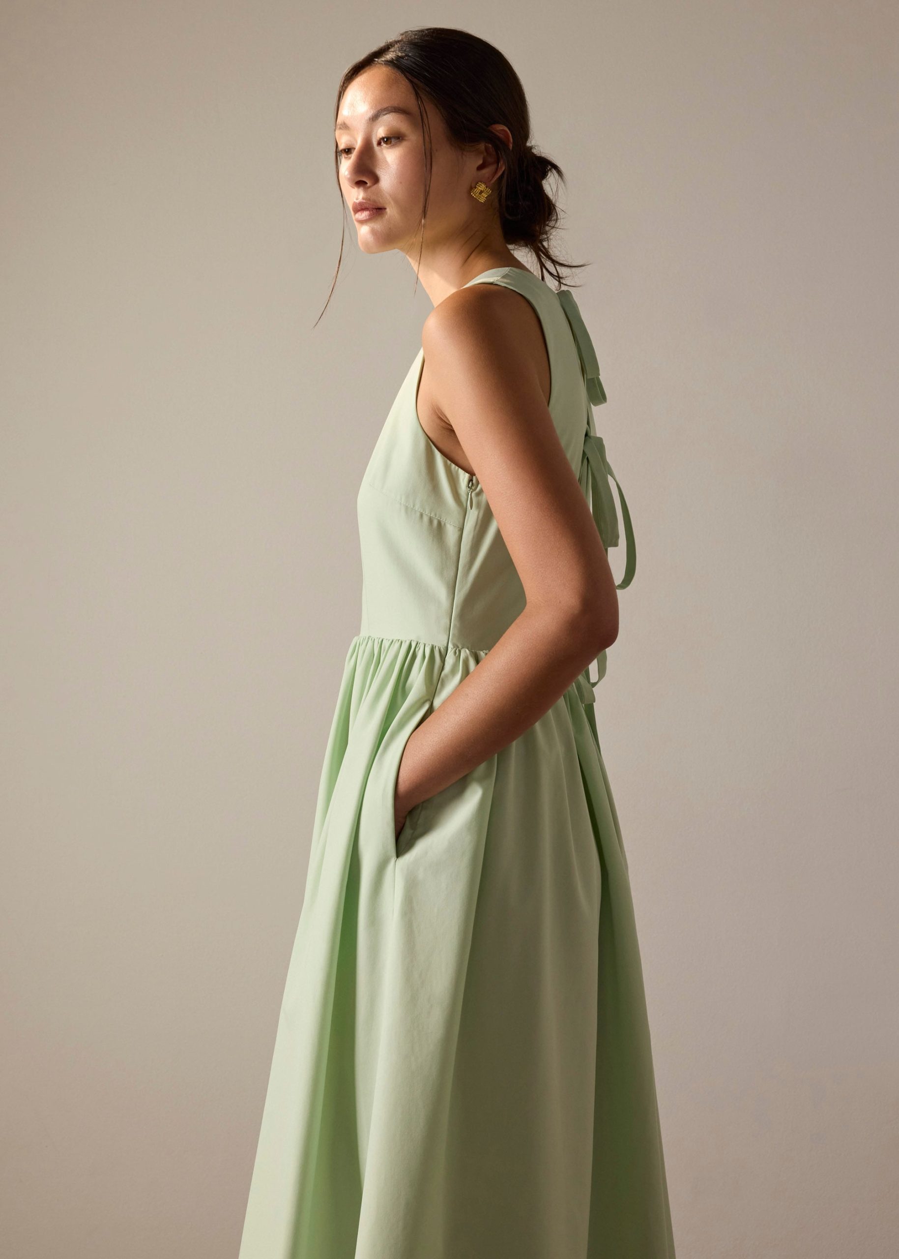 Cotton Open Back Tie Dress - Image 9