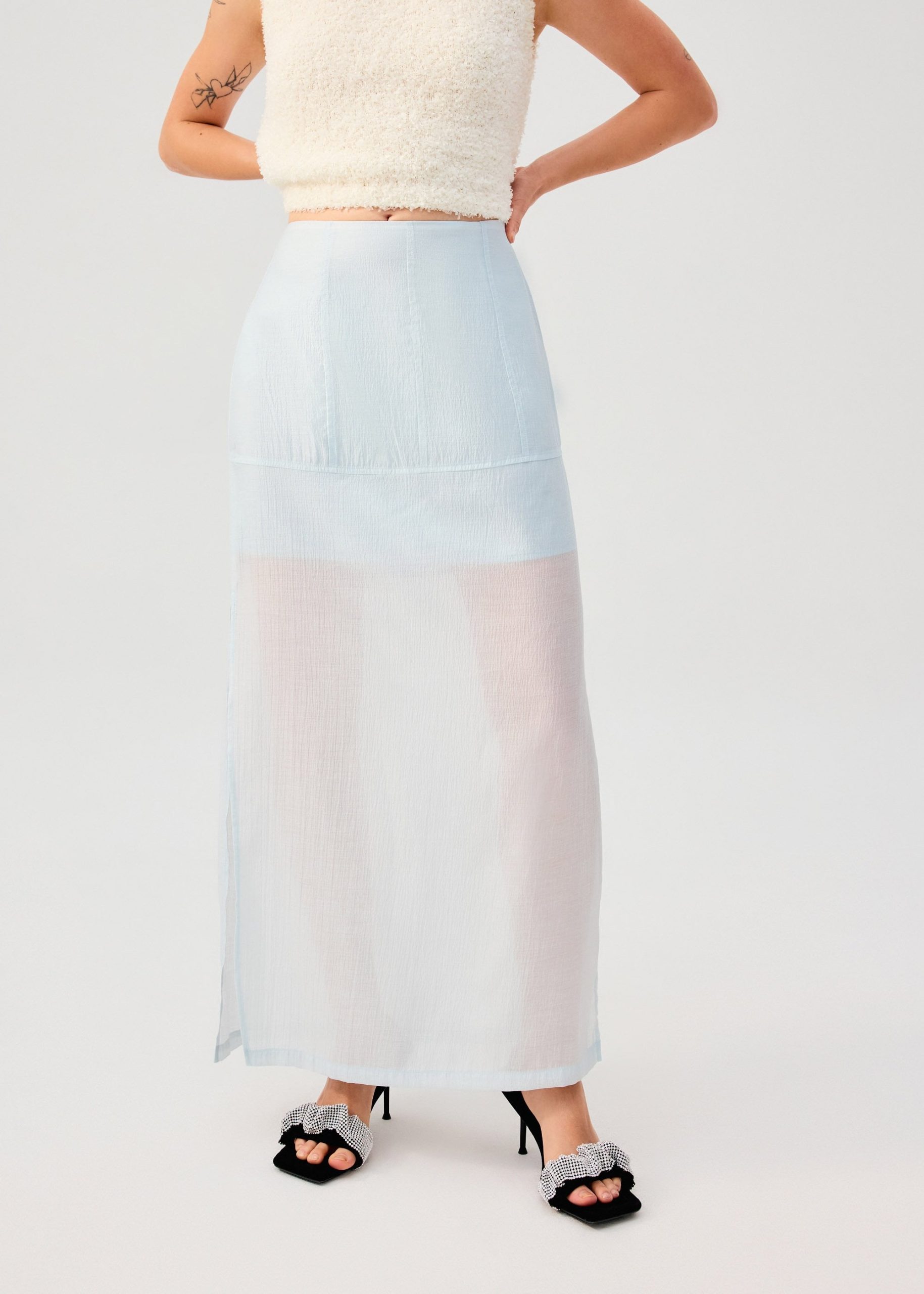 Sheer Lyocell Column Maxi Skirt - Image 3