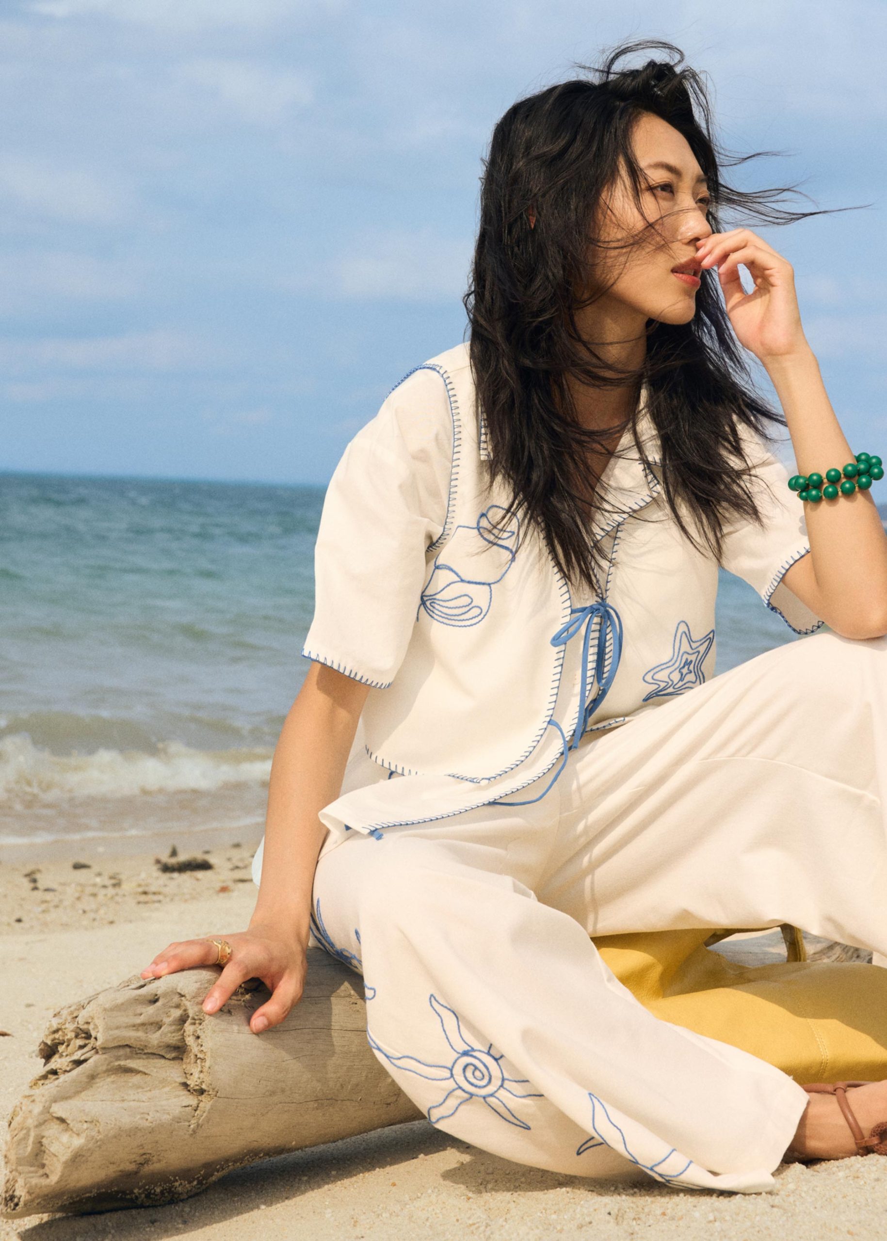 Cotton Shirt in Coastal Charm Embroidery - Image 8