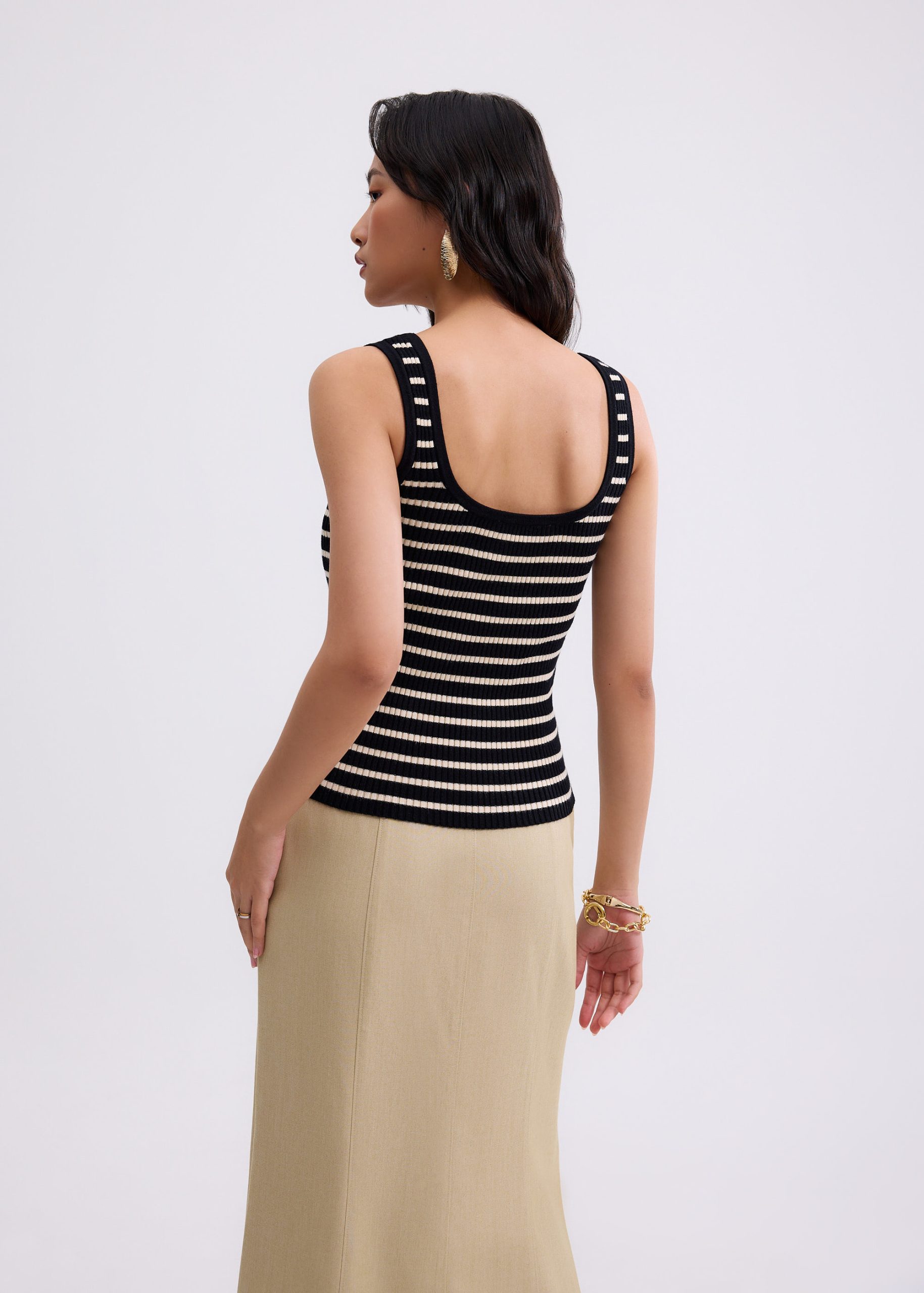 Katya Ribbed Knit Square Neck Tank Top - Image 6