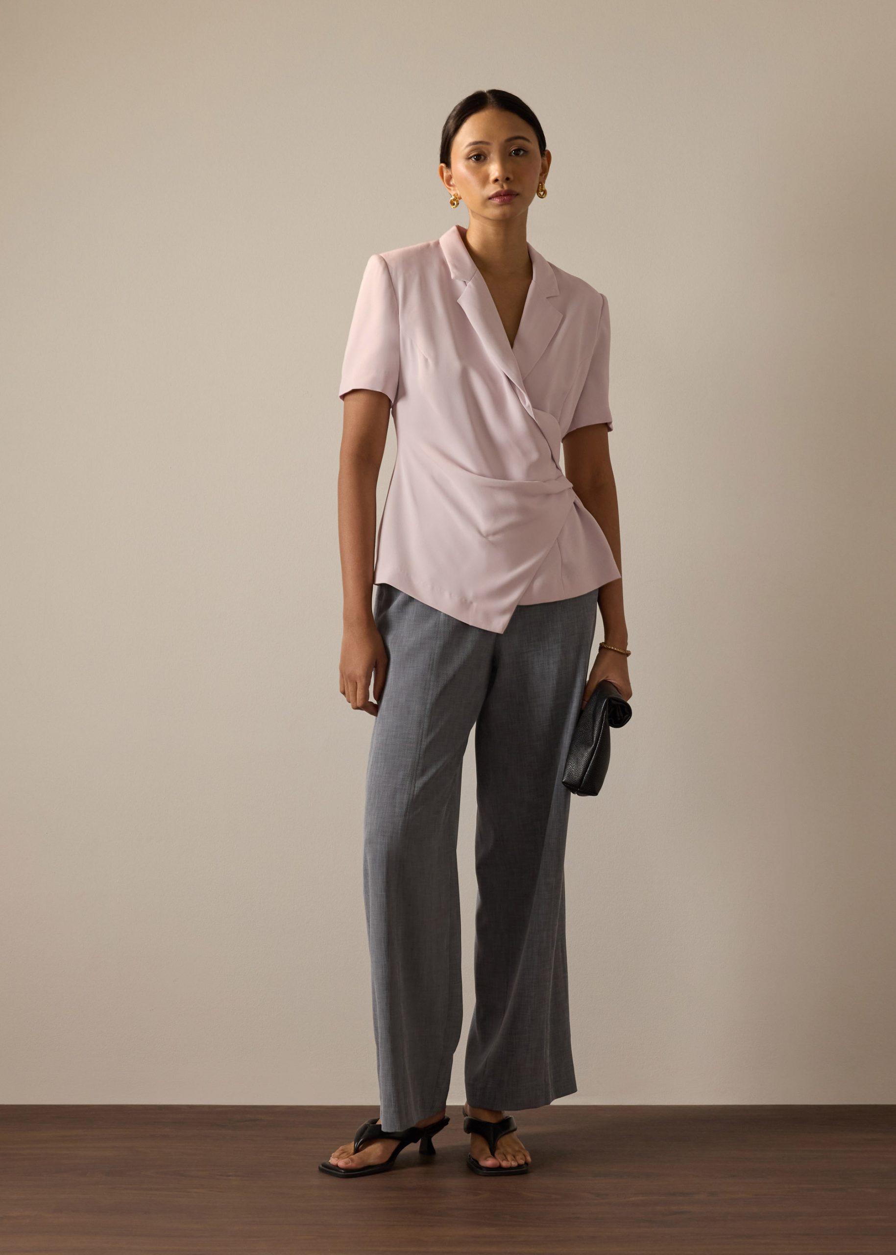 Karyssa Crepe Drape V-neck Blazer Top - Image 11