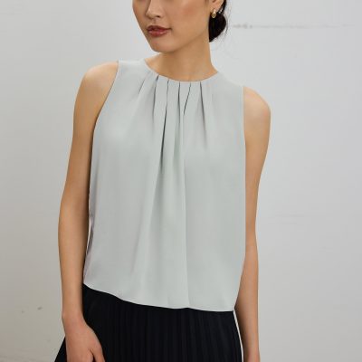 Amy Satin Pleated Top