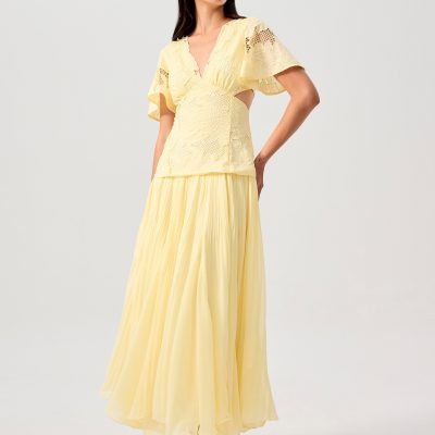 BraFree by LB Lace V-Neck Bell Sleeve Fit & Flare Maxi Dress