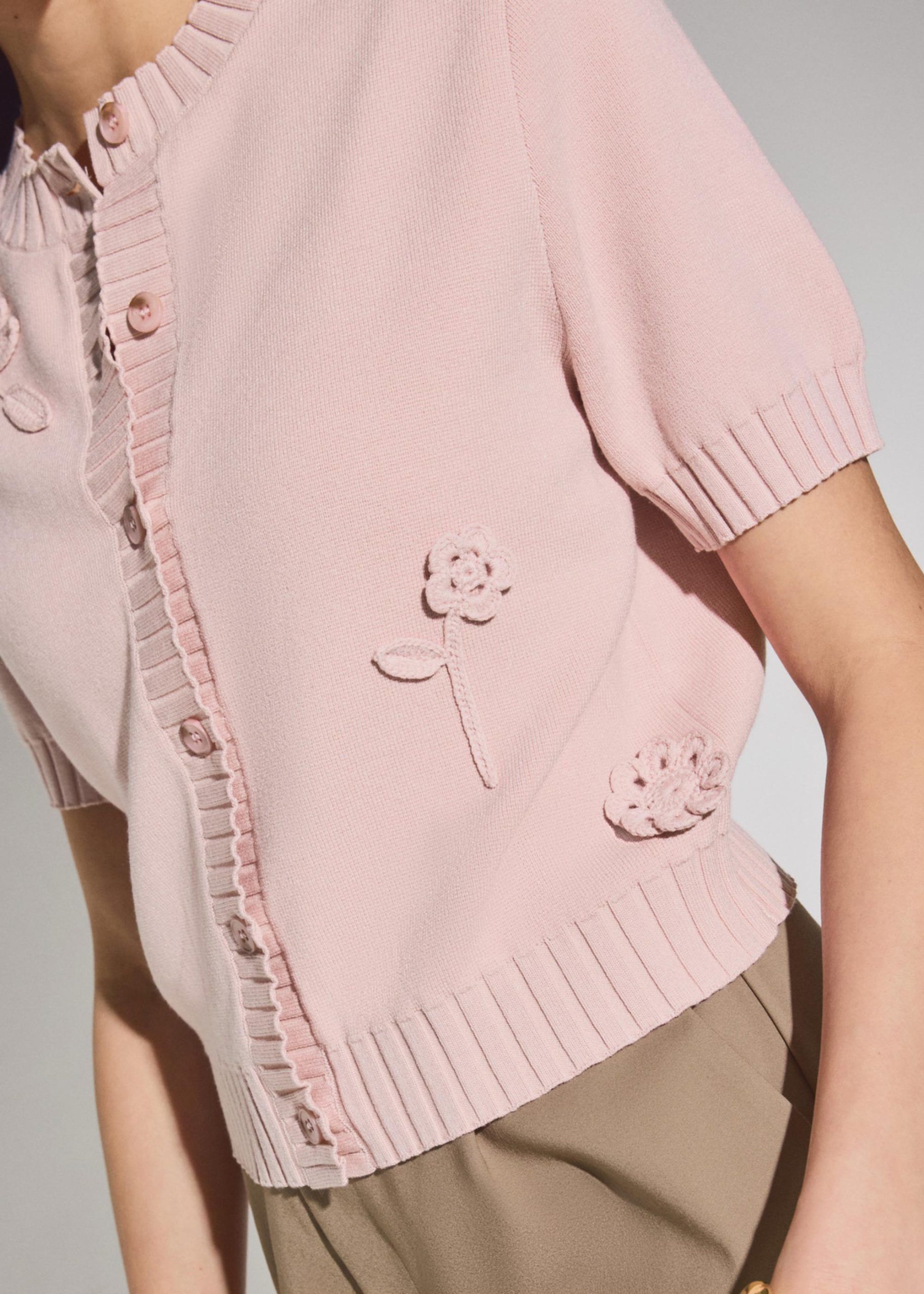 Knit Puff Sleeve Cardigan - Image 3