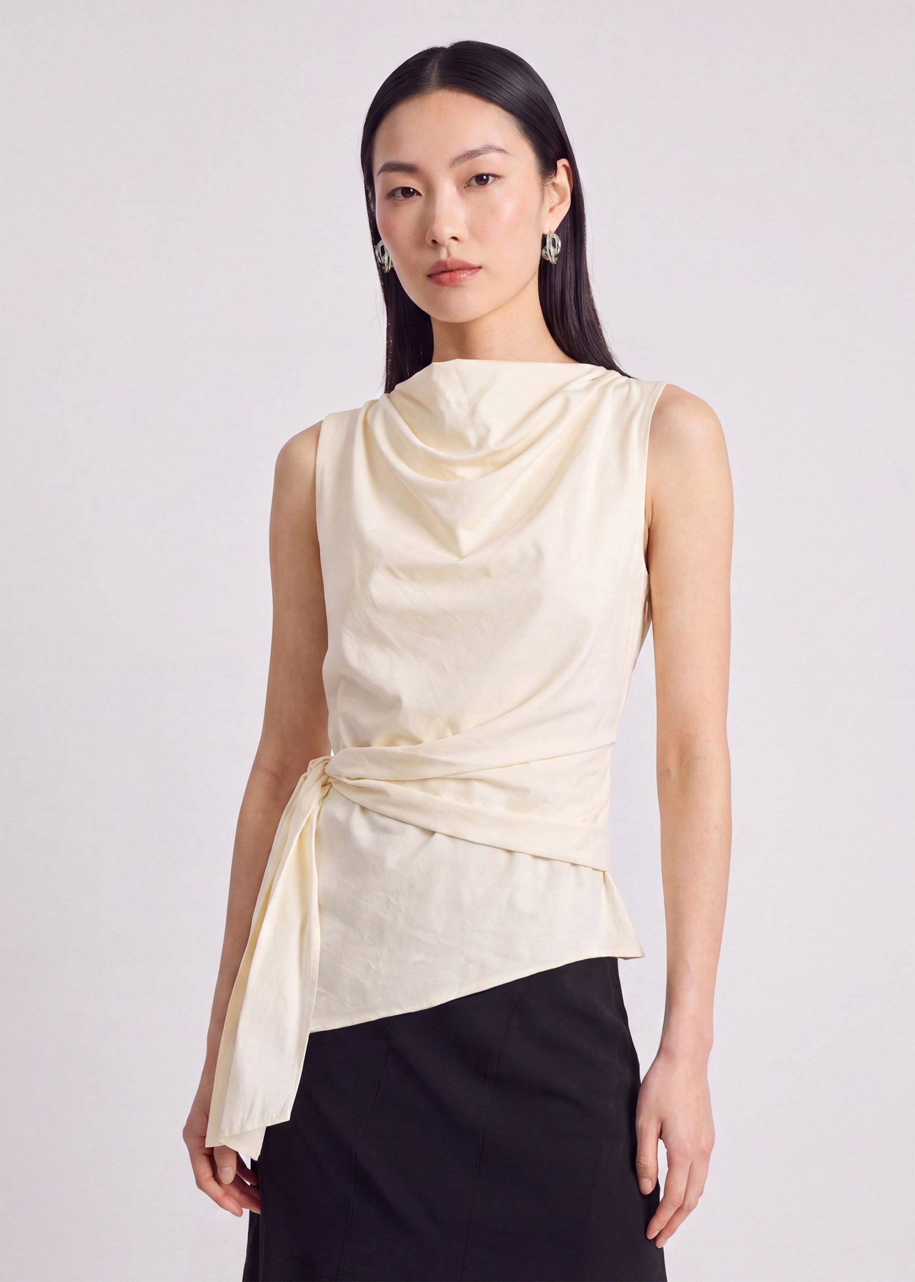 Side Tie Poplin Top - Image 3