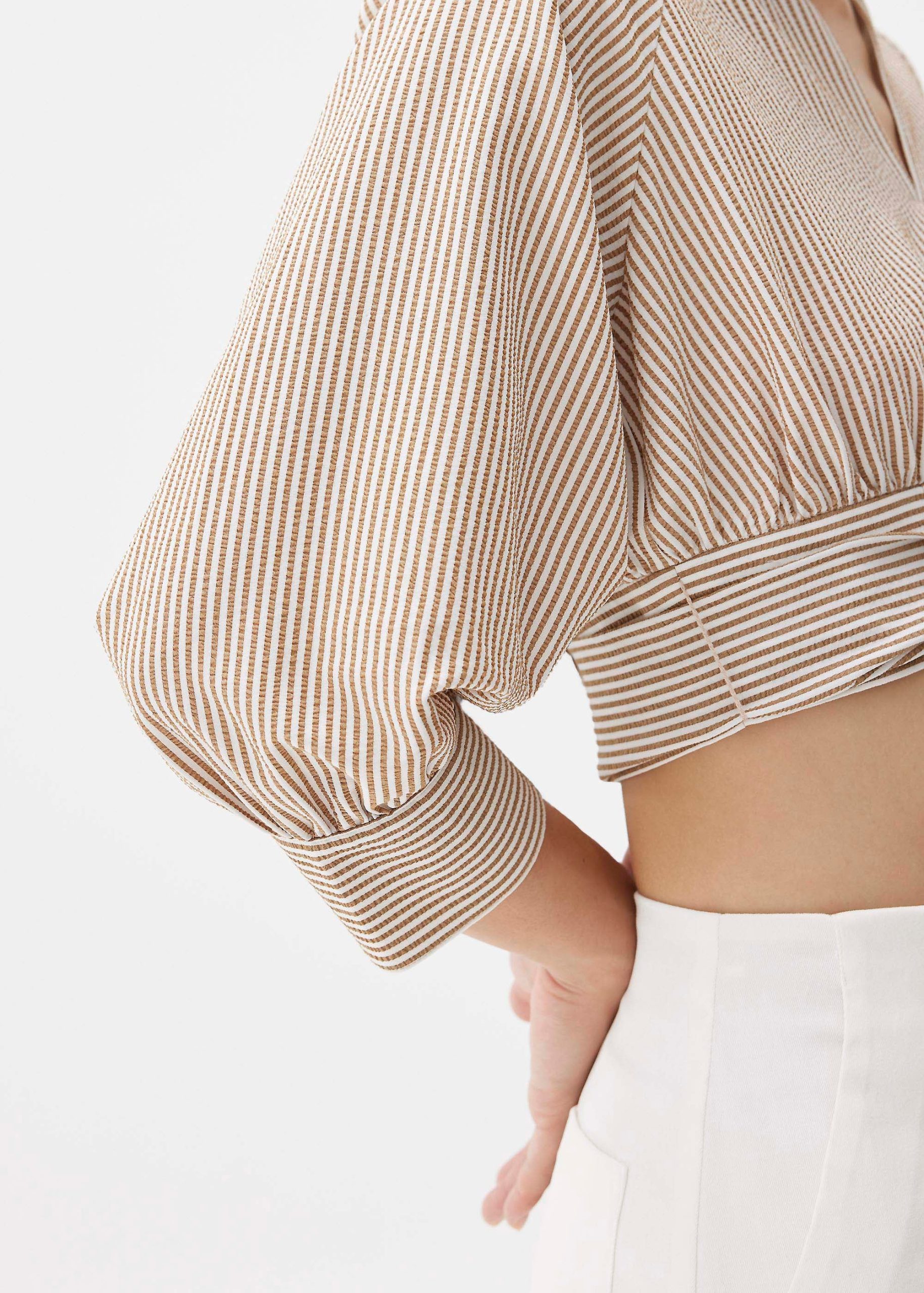 Striped Puff Sleeve Blouse - Image 9