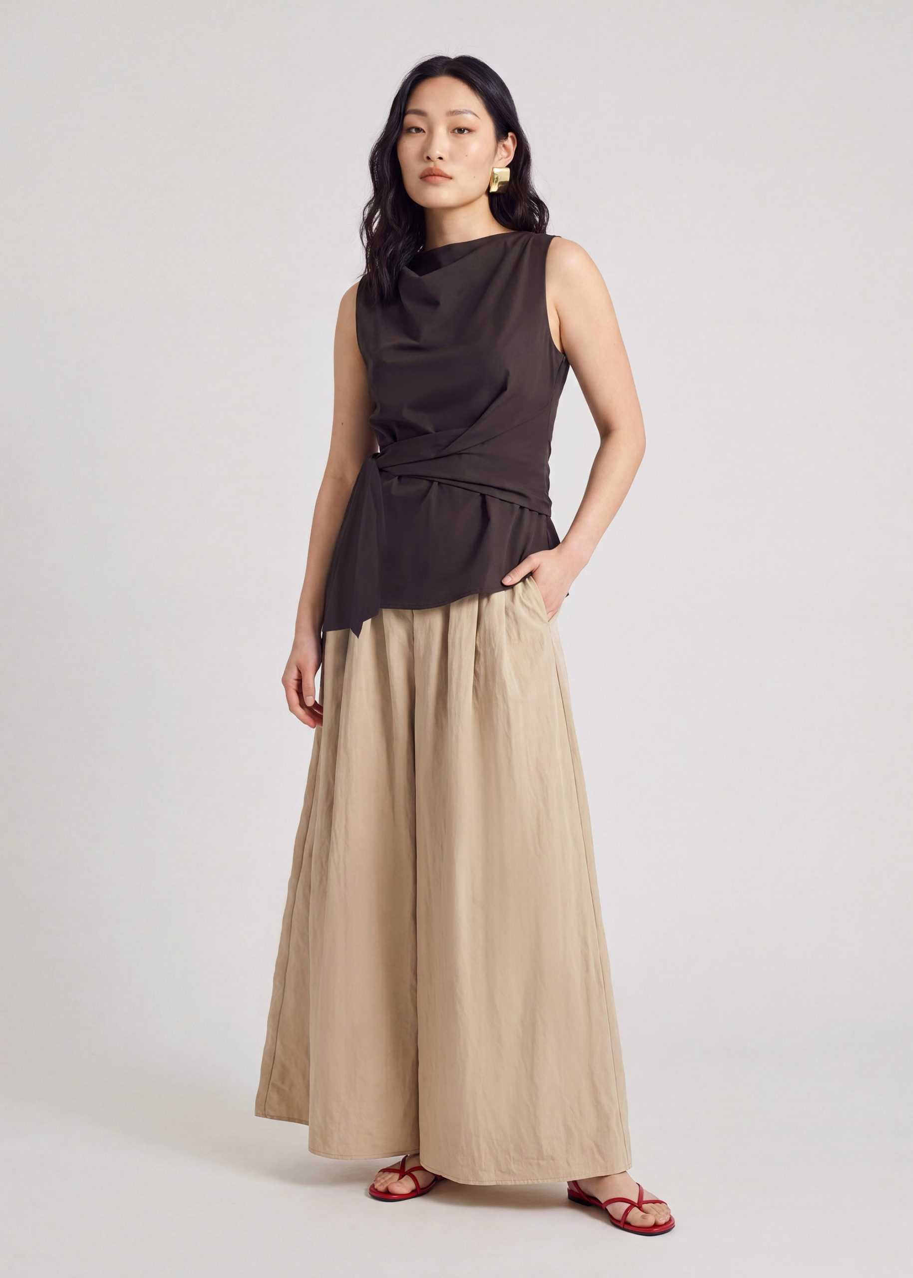 Side Tie Poplin Top - Image 13