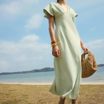 BraFree by LB Crepe Flutter Sleeves Dress