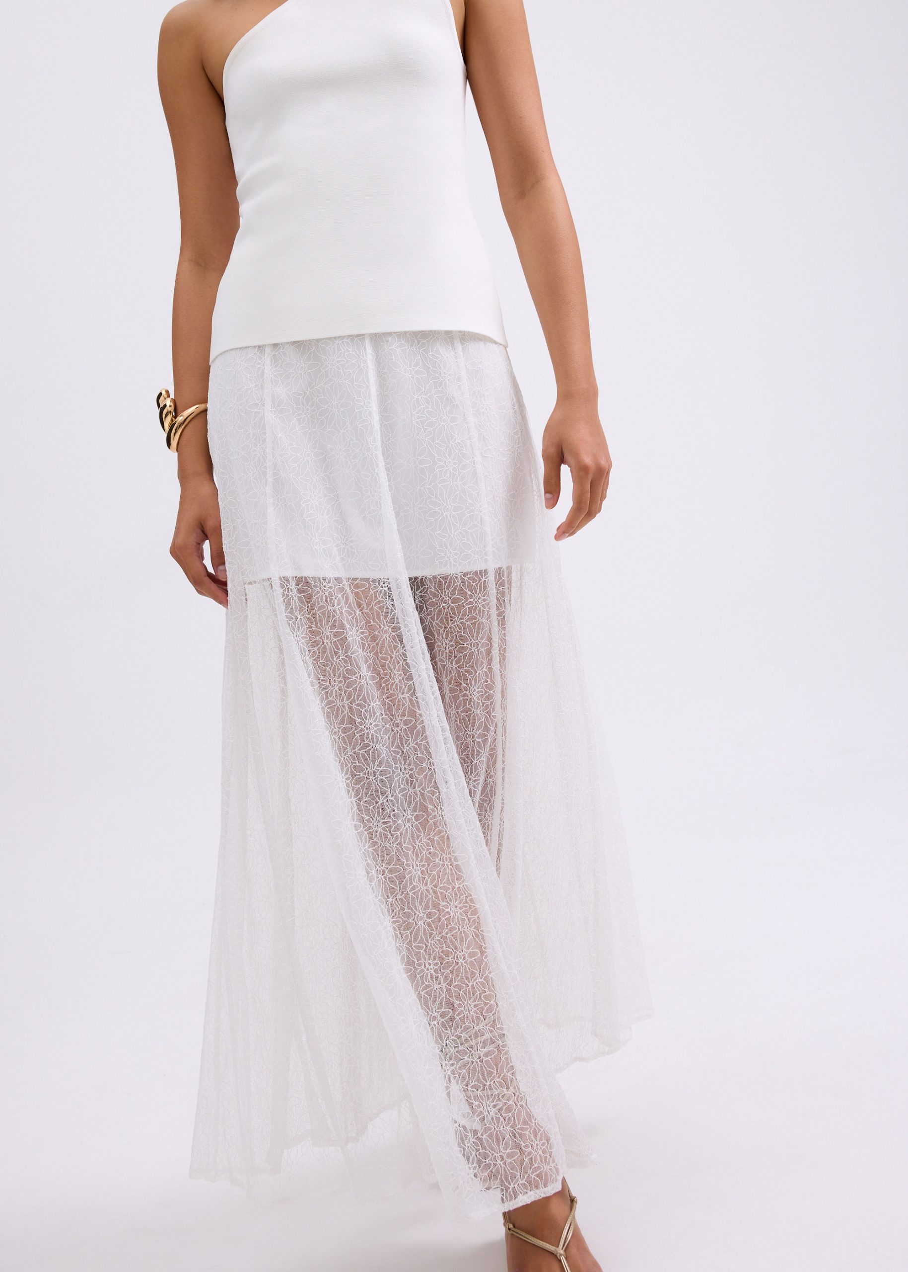 Sheer Lace A-Line Maxi Skirt - Image 10