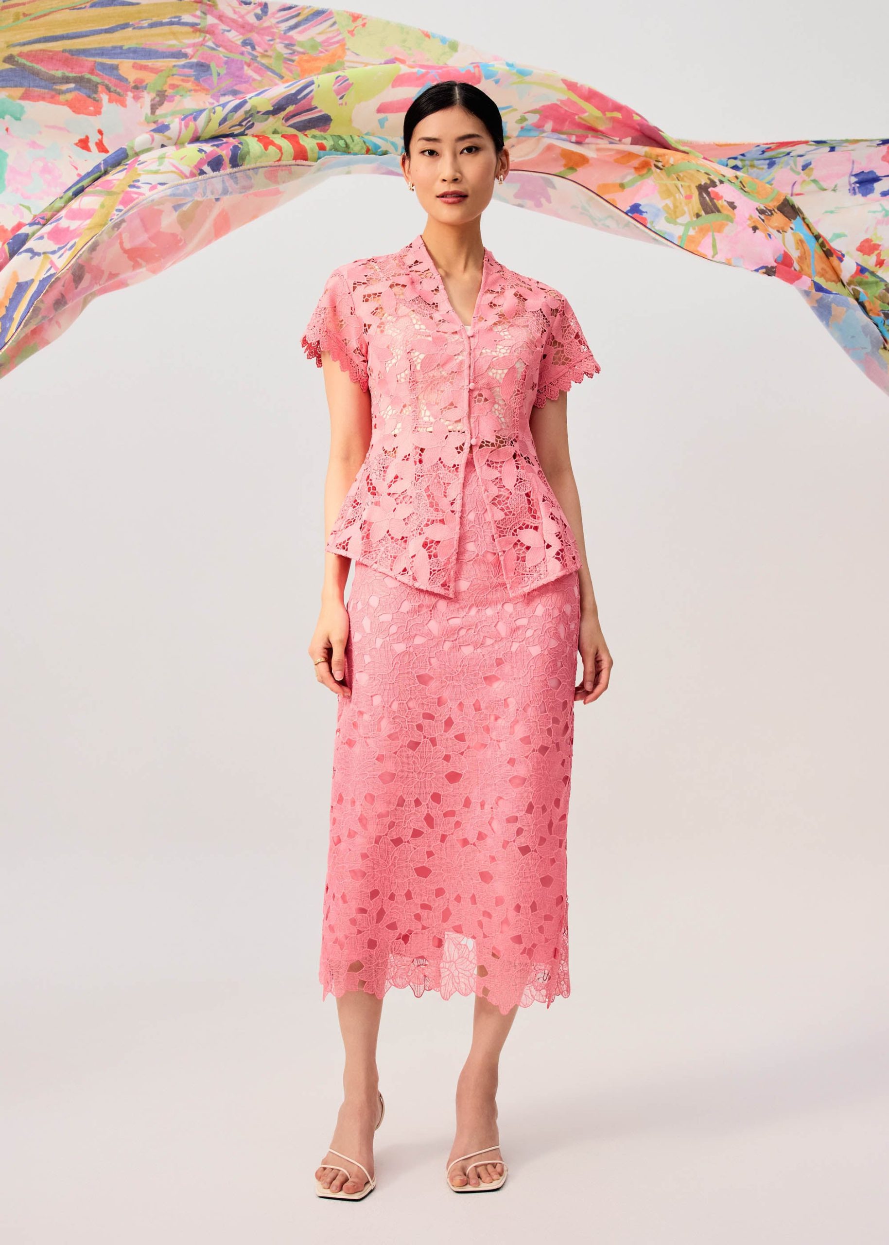 Floral Lace Column Midi Skirt - Image 7