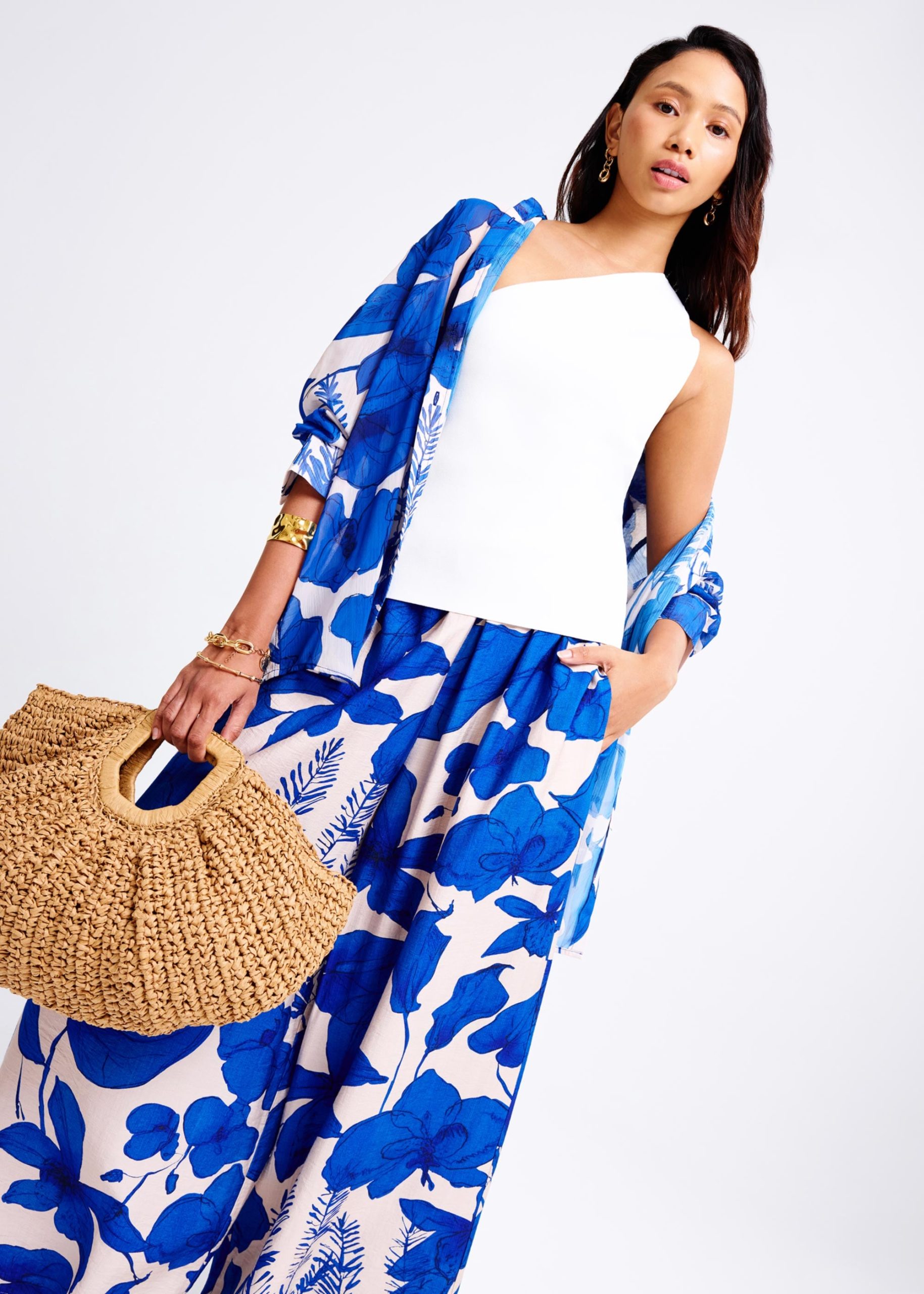 Elastic High Waist Wide Leg Pants in Garden City Blooms - Image 7
